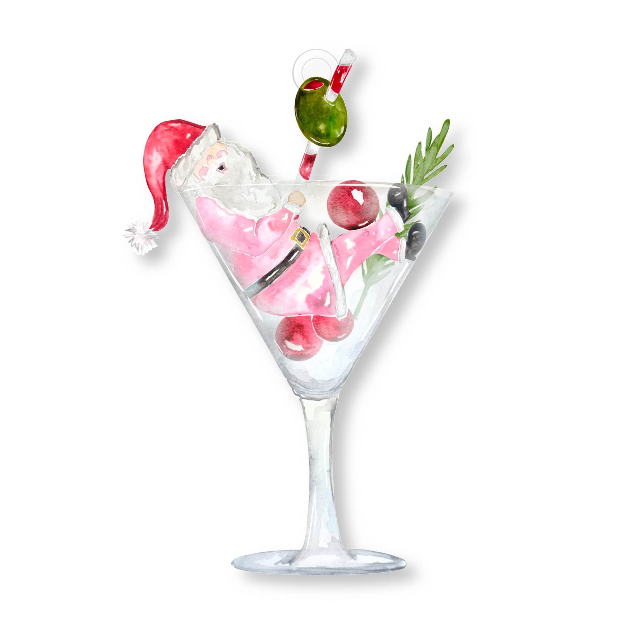 Martini Santa Ornament