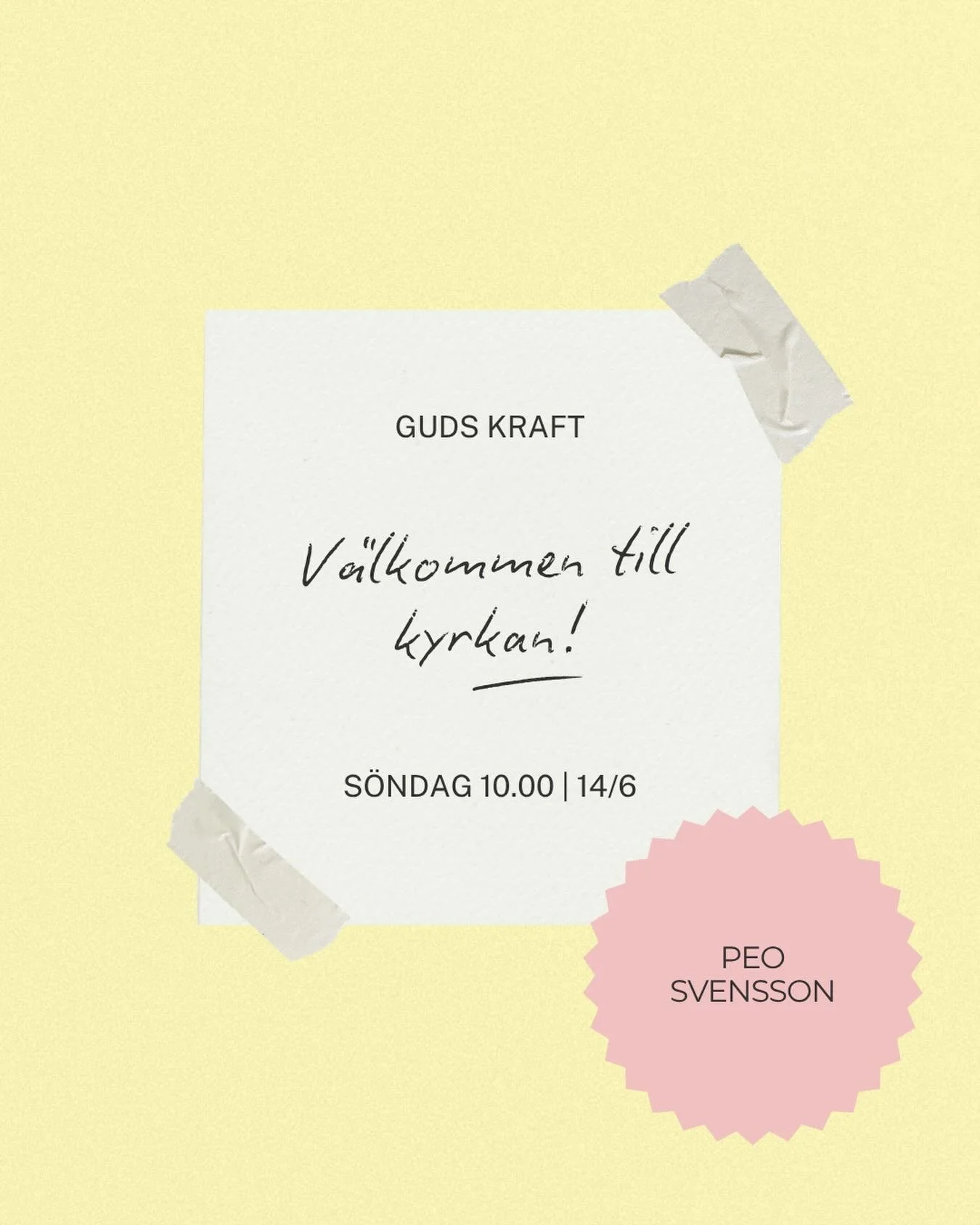 Varmt v&auml;lkommen till kyrkan p&aring; s&ouml;ndag!

Denna s&ouml;ndag kommer pastor Peo att predika. Dessutom kommer vi att dela nattvard med varandra. Det &auml;r en speciell stund d&aring; vi minns vad Jesus gjort f&ouml;r oss och hur det g&aum