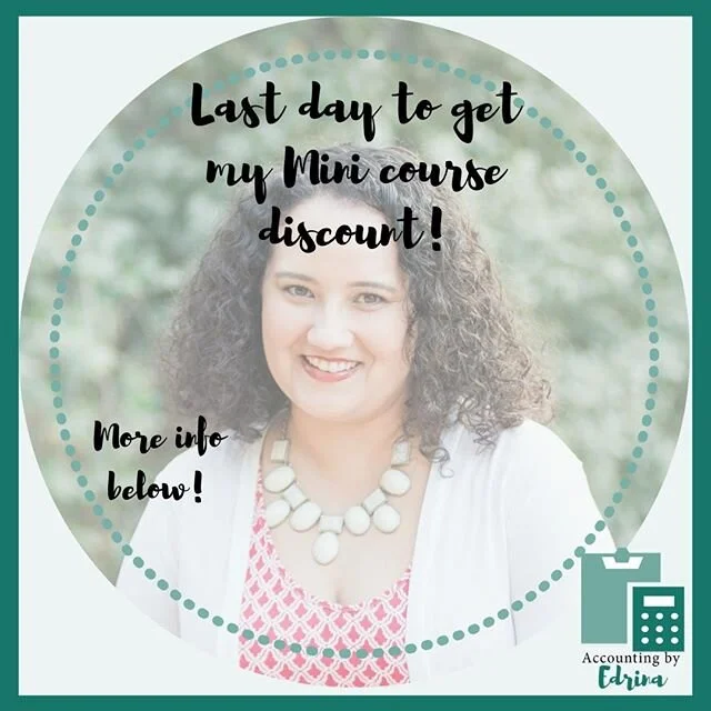 Today's the FINAL day to get Half Off of my new Mini Course called Bookkeeping for the Entrepreneur! Don't miss out on this great deal to get expert guidance on starting your own business! Use the code MINIHALF at checkout- the link is in my profile!