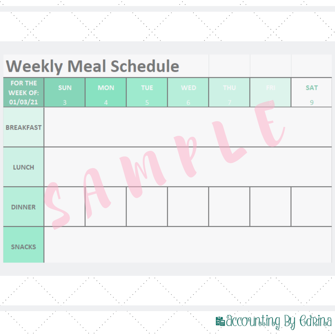 Template: Weekly Meal Schedule 