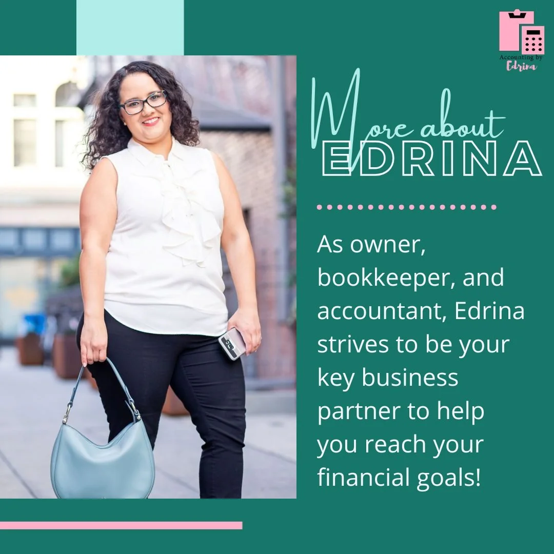 Let me introduce myself!

I&rsquo;m Edrina, and with 15+ years of accounting experience, I&rsquo;m passionate about helping small business owners budget, forecast, and plan with patience and clarity.

I work hand-in-hand with my clients to:
✅ Build b