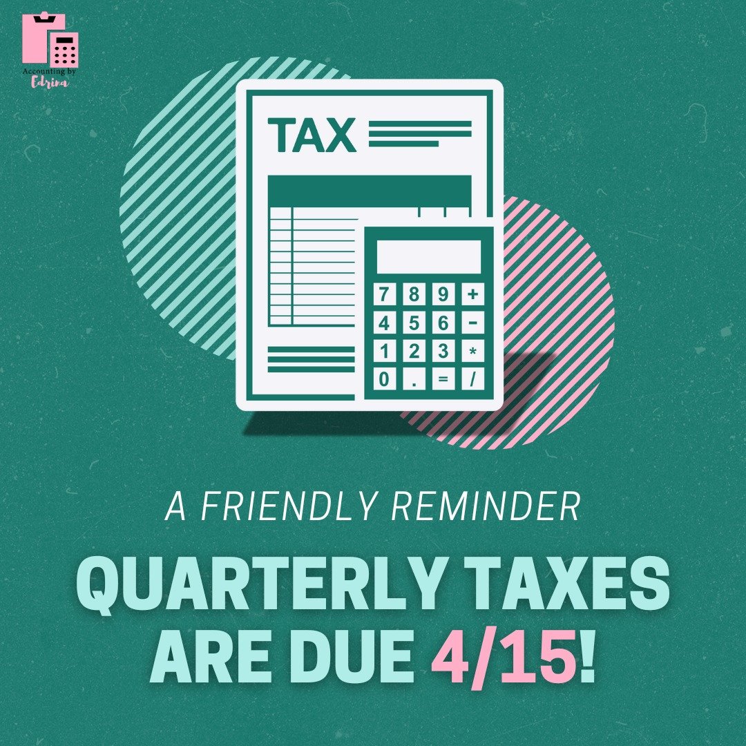 Quarterly taxes aren&rsquo;t optional&hellip; but stress about them can be.&rdquo; ✅

⏰ Quarterly Tax Reminder ⏰

Small business owners, freelancers, and entrepreneurs&mdash;don&rsquo;t forget: estimated quarterly taxes are due April 15!

Staying on 