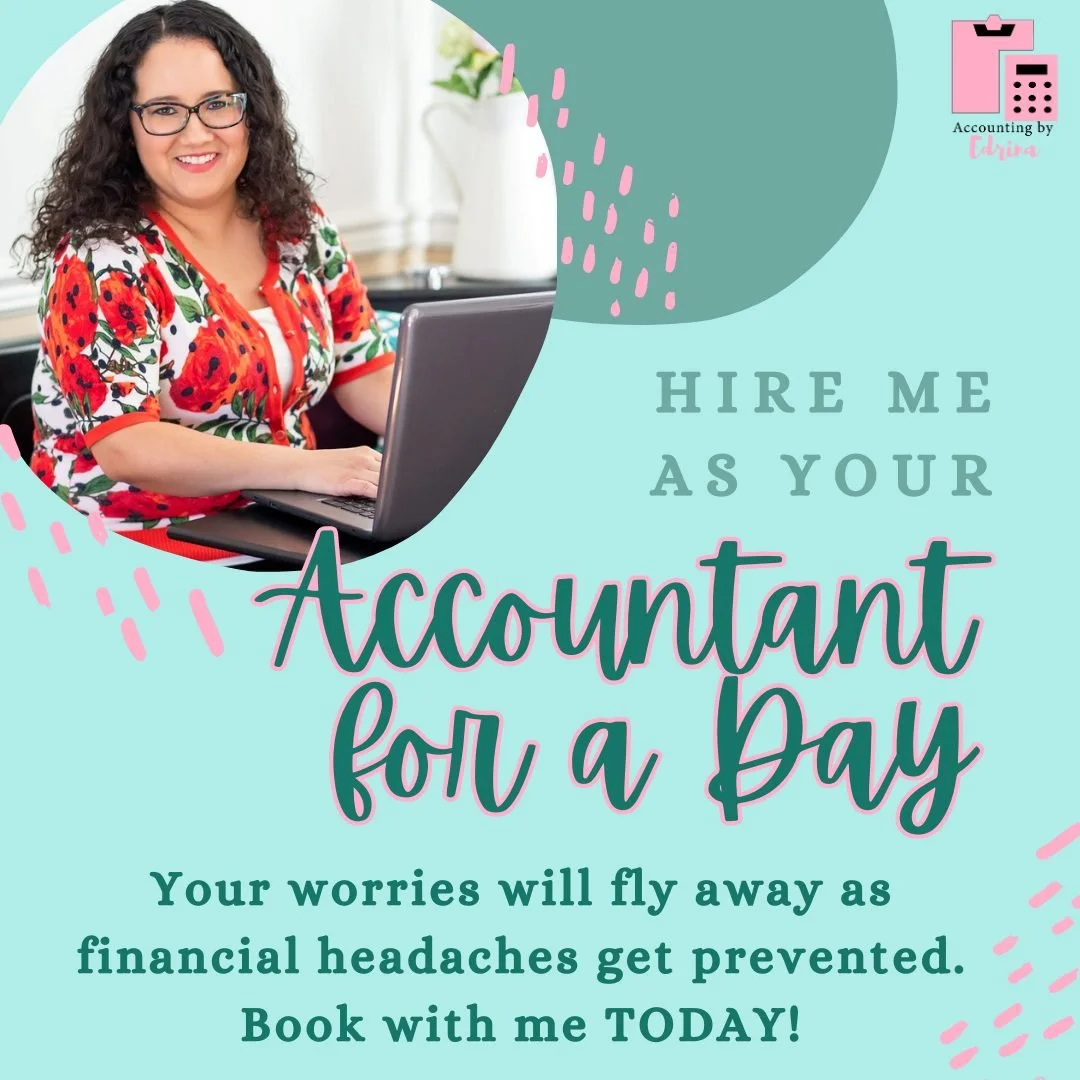 ✨ Say goodbye to accounting stress! ✨

You don&rsquo;t have to struggle with bookkeeping or second-guess your finances anymore. With my Accountant for a Day service, you&rsquo;ll walk away with:
✅ A clear financial plan
✅ The right tools to manage yo