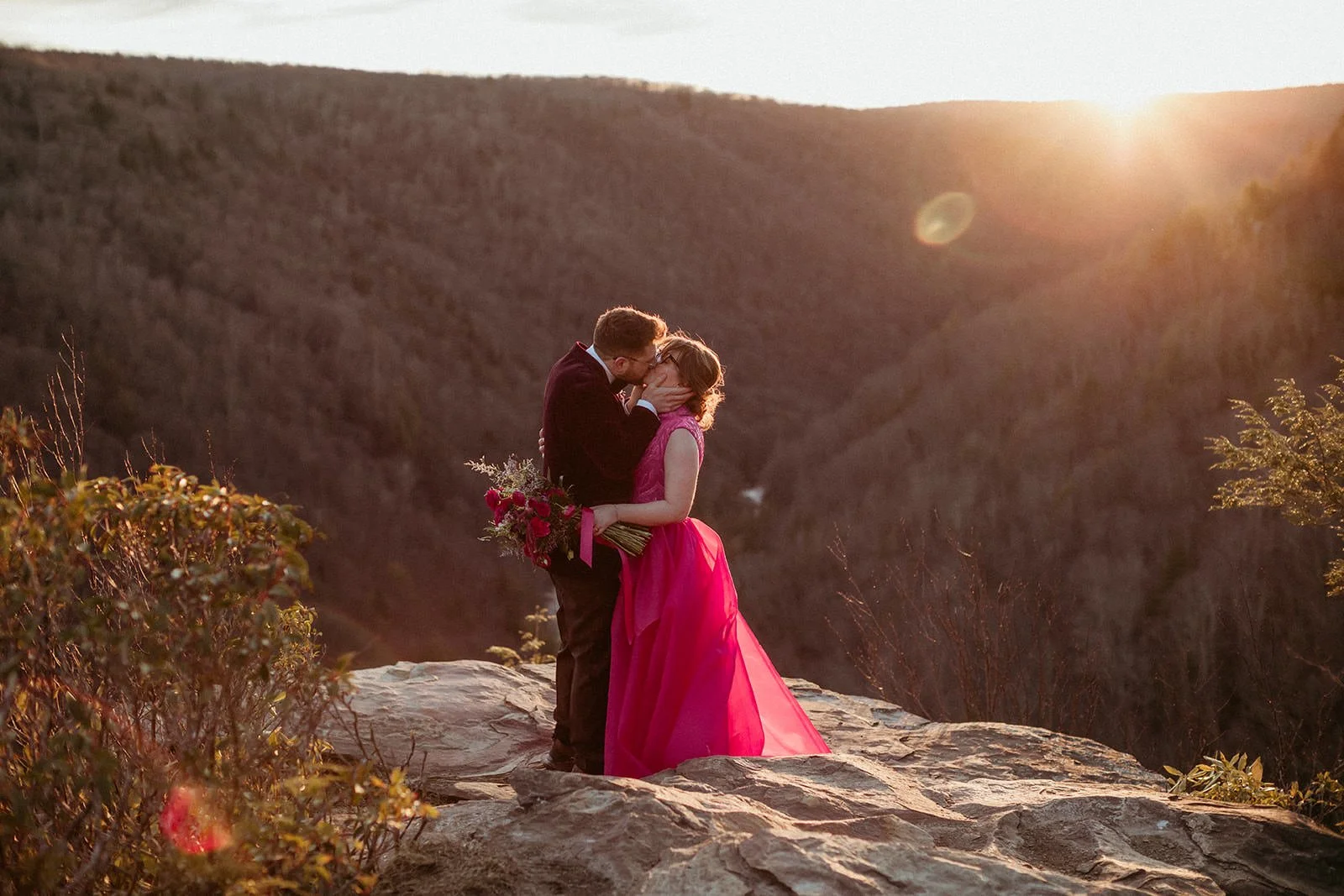 A colorful winter elopement at Blackwater Falls in Davis, WV