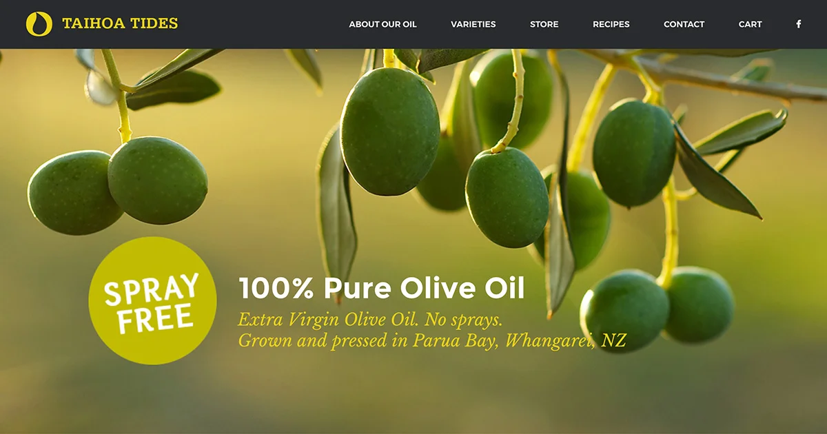 Taihoa Tides Olive Oil: eCommerce (collaboration with Home Studio)