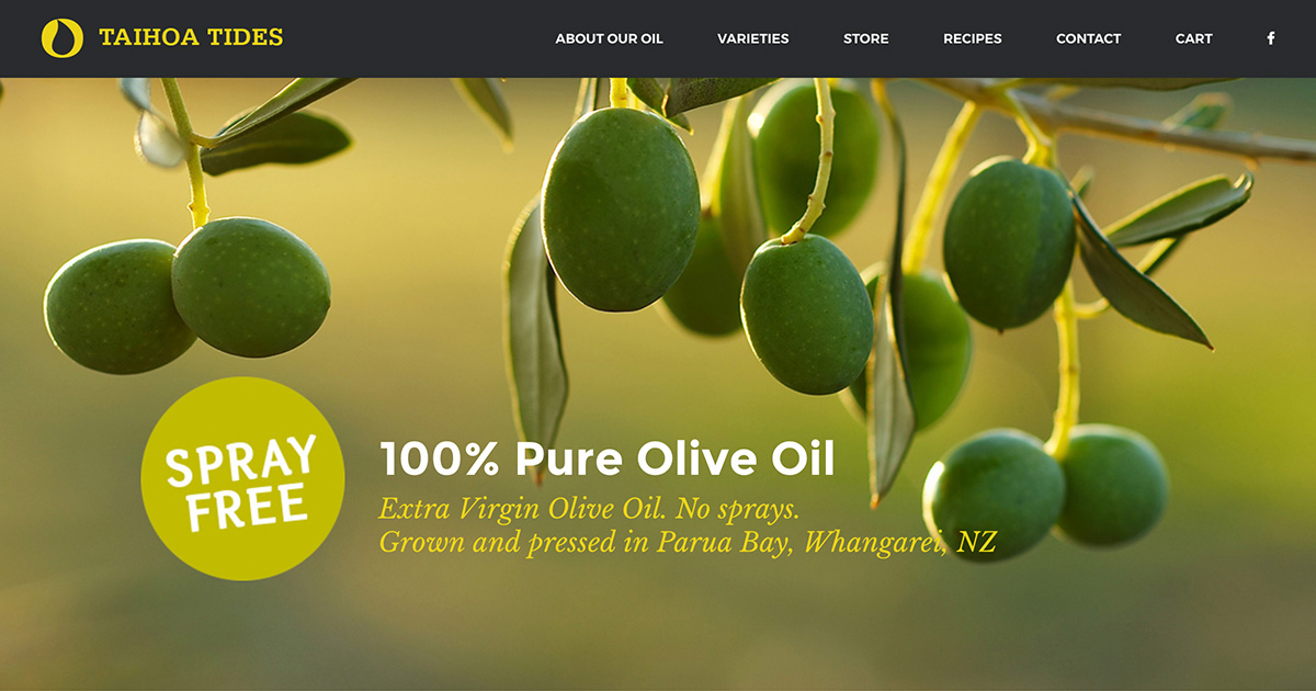 Taihoa Tides Olive Oil: eCommerce (collaboration with Home Studio)