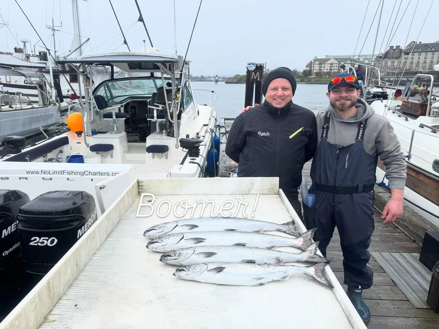 Great morning out with Drew and captain Atef! 4 nice keepers and a dandy big wild released amongst a few smalls. Welcome to the team Boomer! #chinooksalmon #tourismvictoria #westcoast #yyj #fishinglife