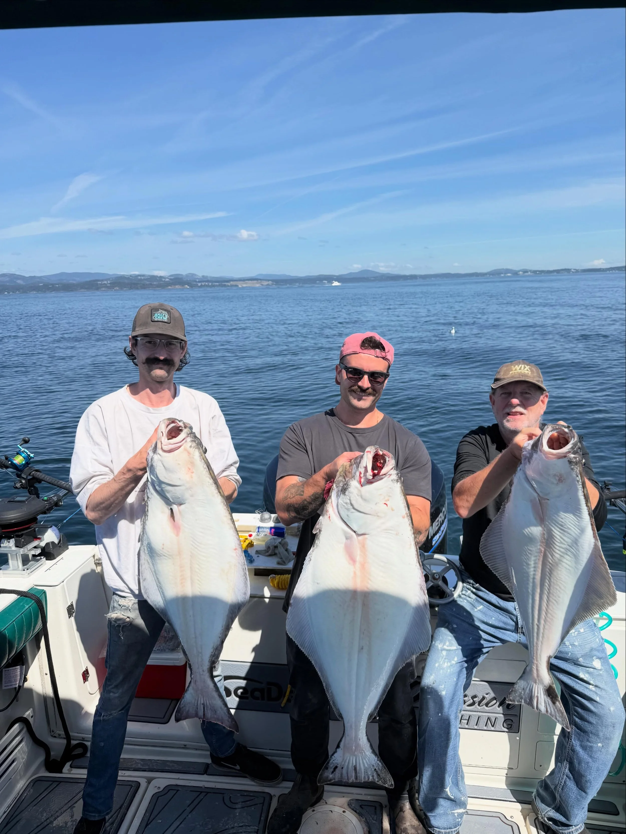 Captain Atef got em! Great day yesterday on halis and nice salmon to add to the bag! #halibut #chinooksalmon #westcoast #tourismvictoria