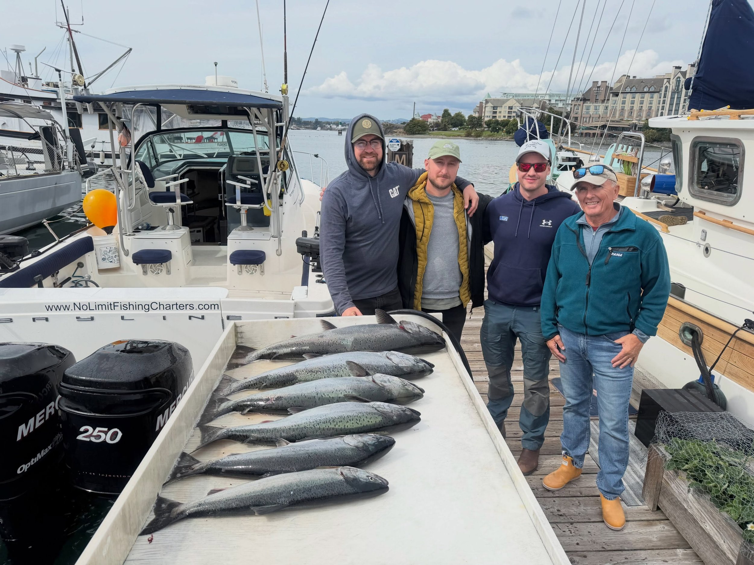 Unreal trip this morning with chinook 71-96 cm and a couple hatchery coho to sweeten the deal for these great guests! #chinooksalmon #cohosalmon #westcoastbestcoast #tourismvictoria