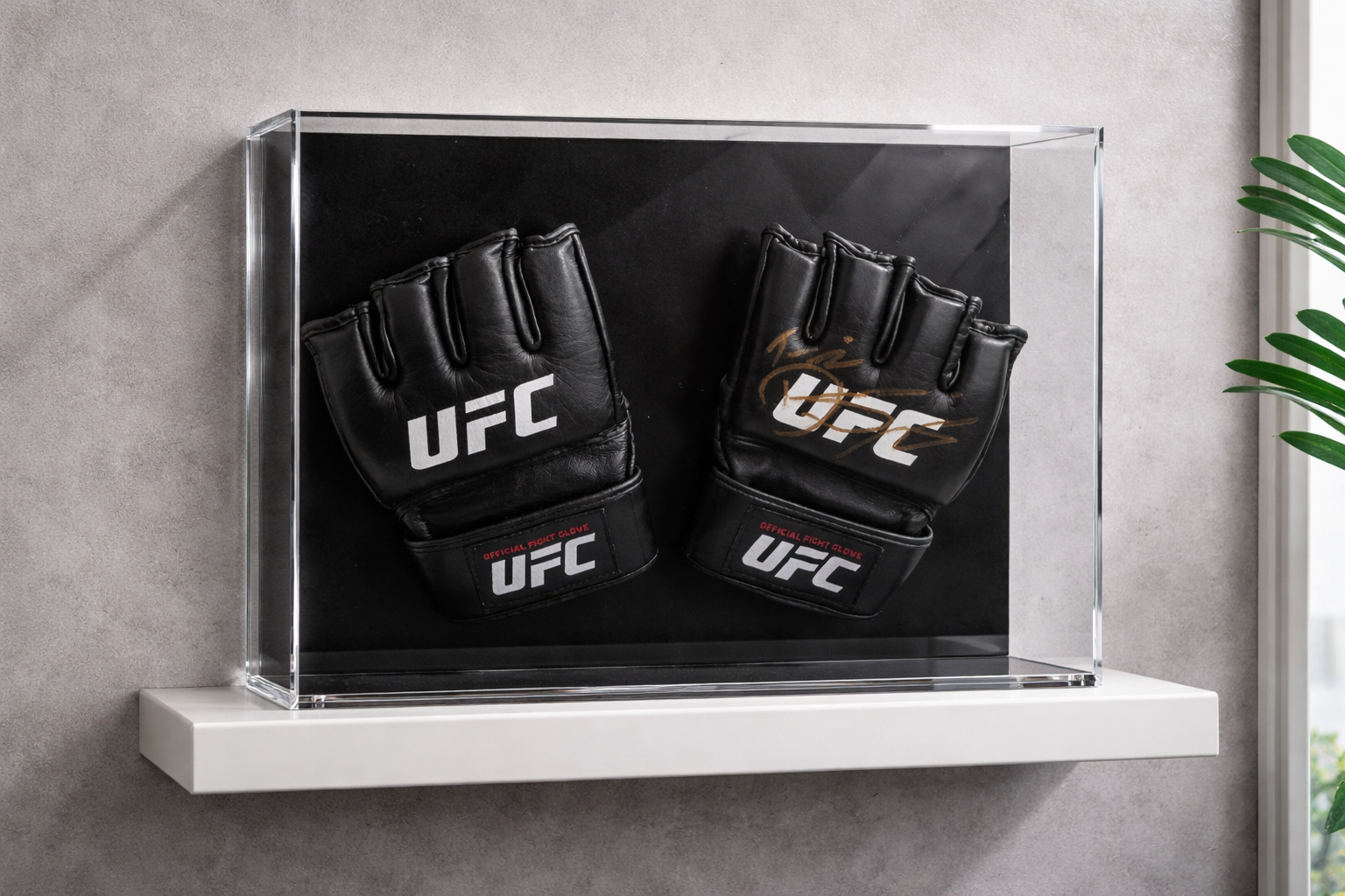 Premium Acrylic Wall-Mounted MMA Glove Display Case – Fits Two Gloves