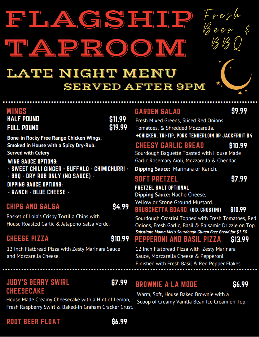 Windsor Food Menu — Flagship Taproom