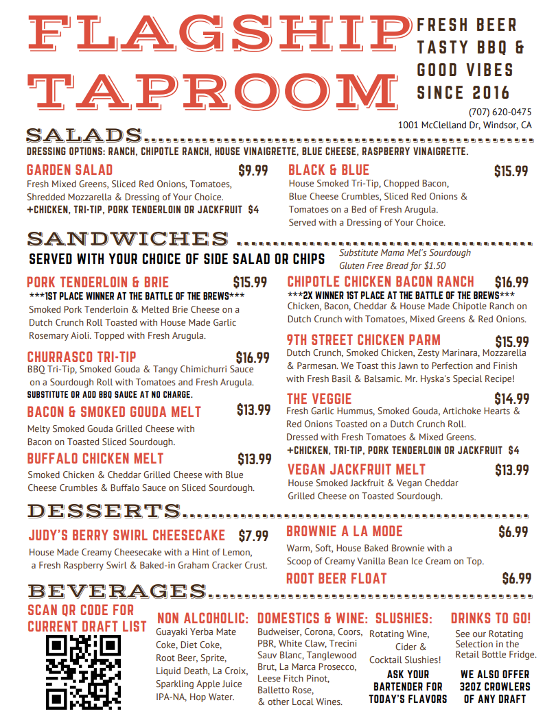 Windsor Food Menu — Flagship Taproom