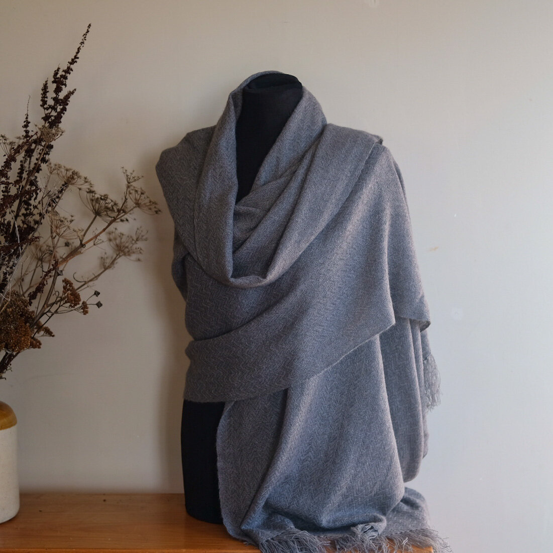 Steel Grey Possum Cashmere shawl 4.JPG