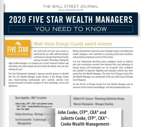 “Five Star Wealth Managers You Need To Know” - The Wall Street Journal 