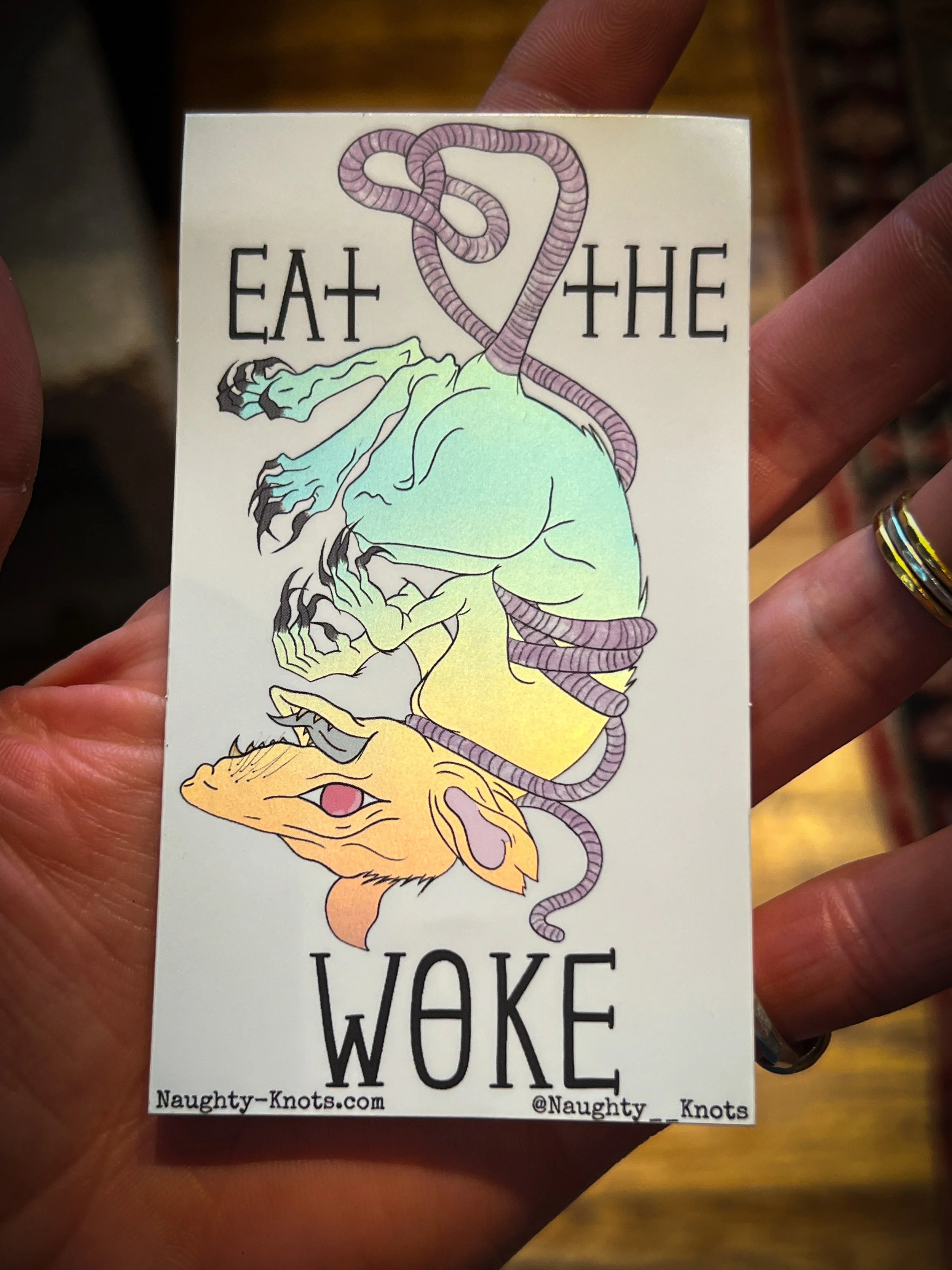 Eat the Woke Rat Matte Holographic Sticker