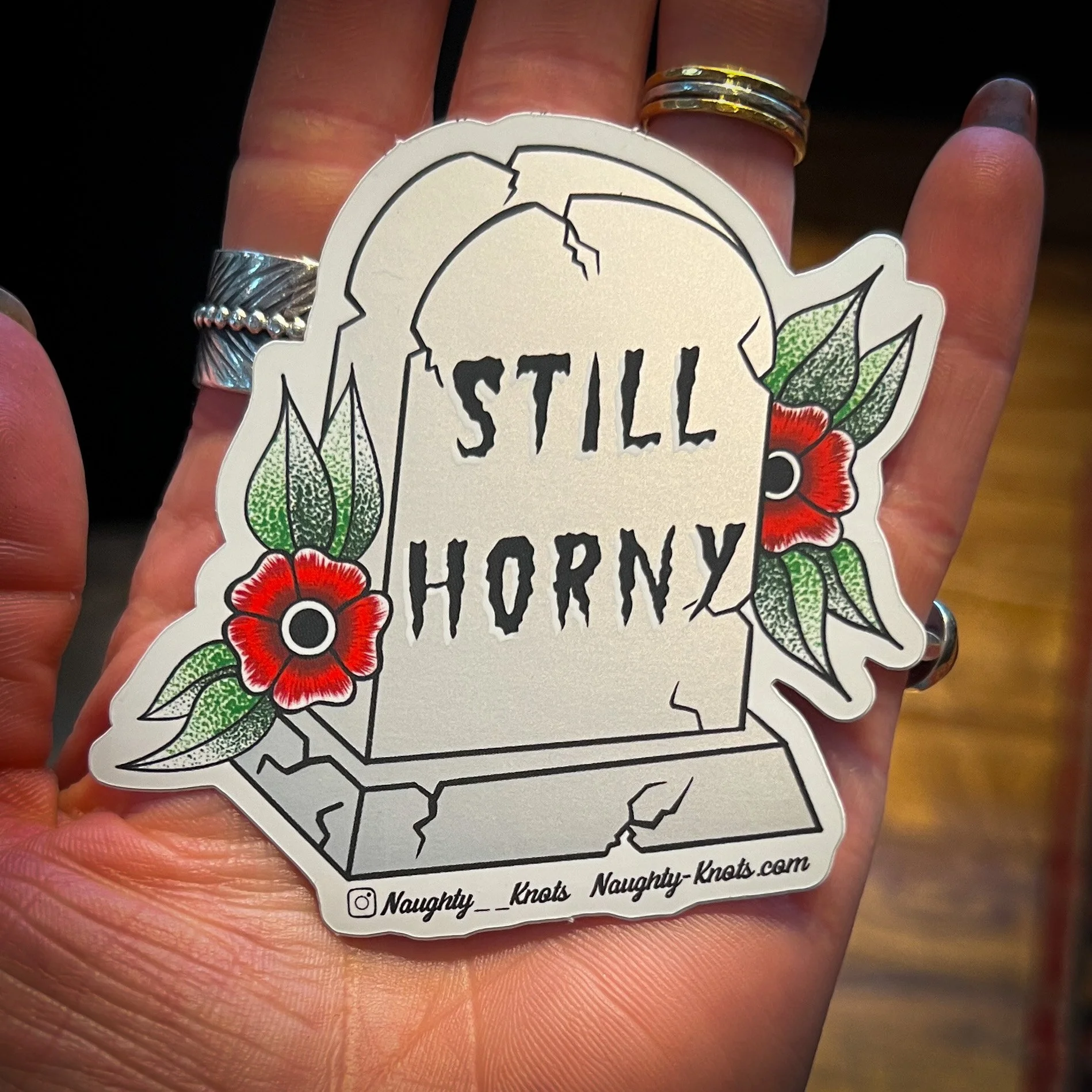 Still Horny Matte Mirror Tombstone Sticker