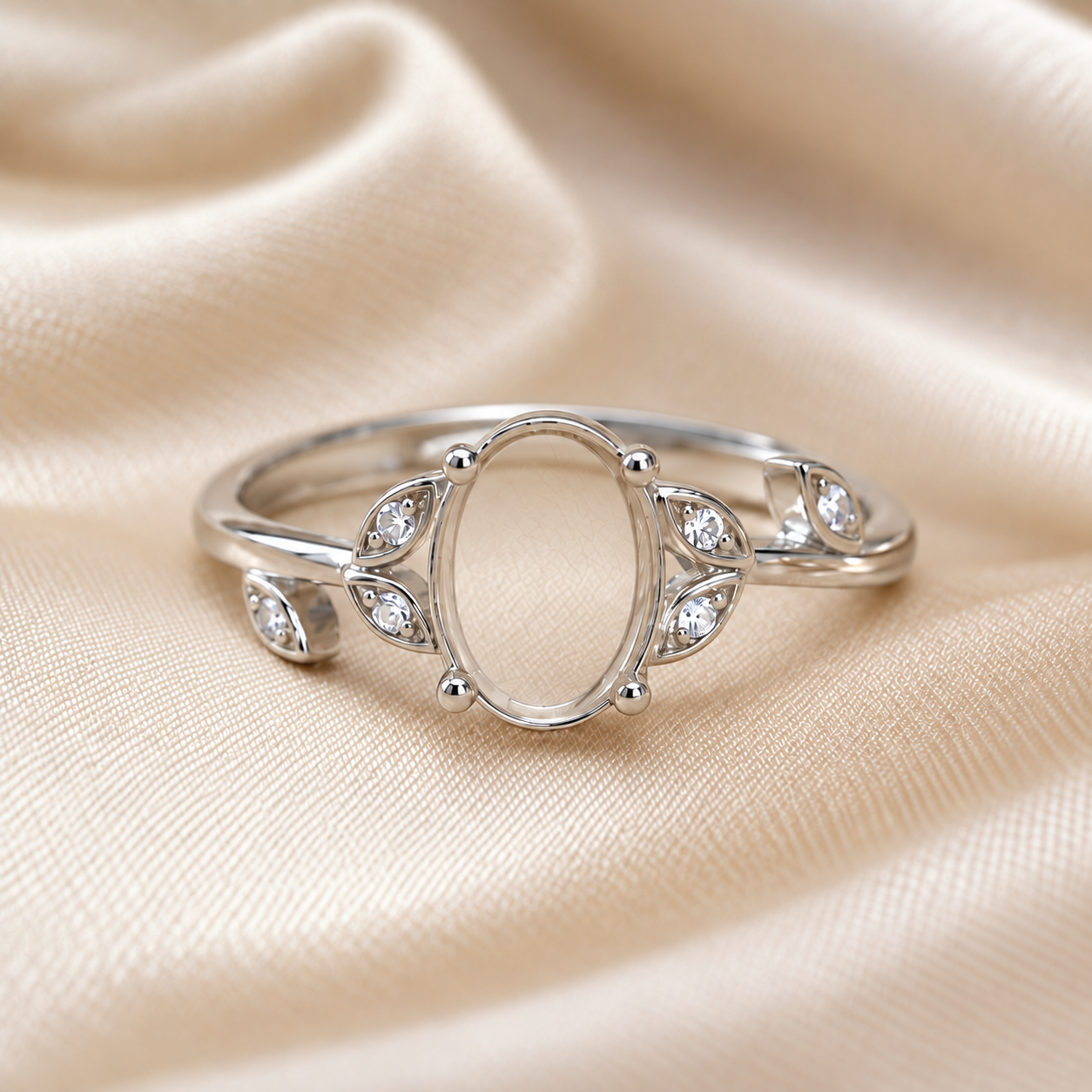 Oval Floral Keepsake Ring