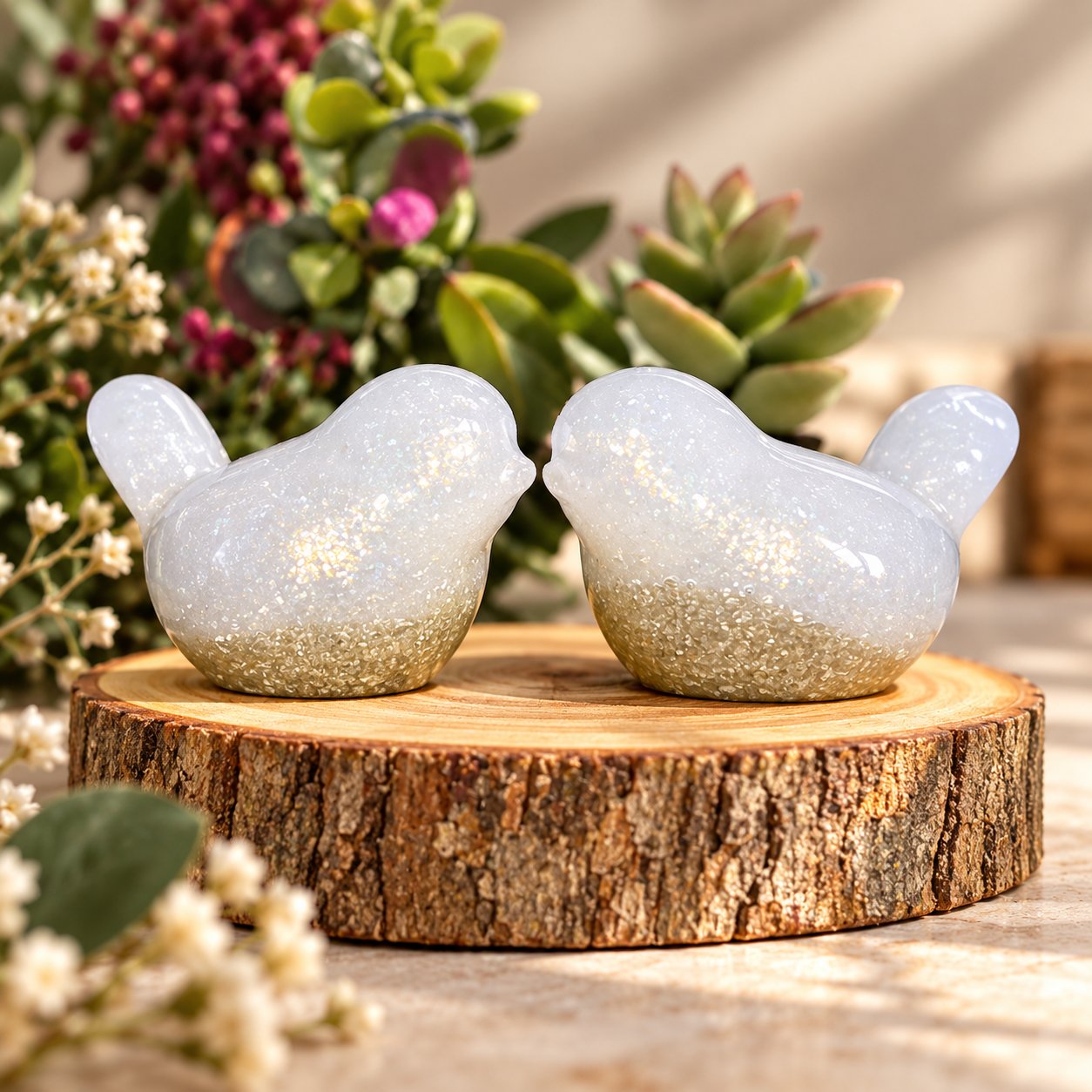 Pearlescent Birds on Rustic Wood Slice.png