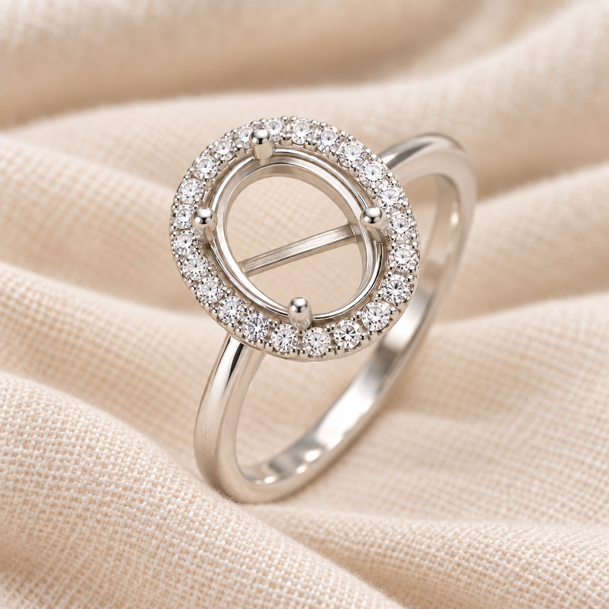 Oval Halo Memorial Ring