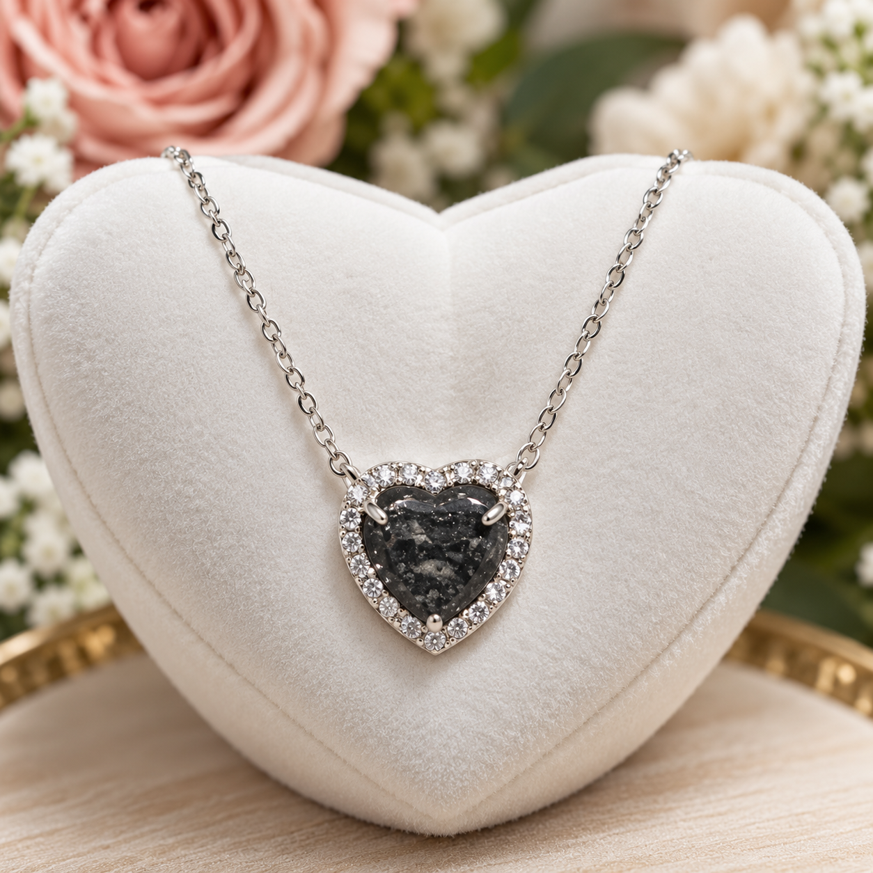 Silver Heart Pendant on Velvet Display.png