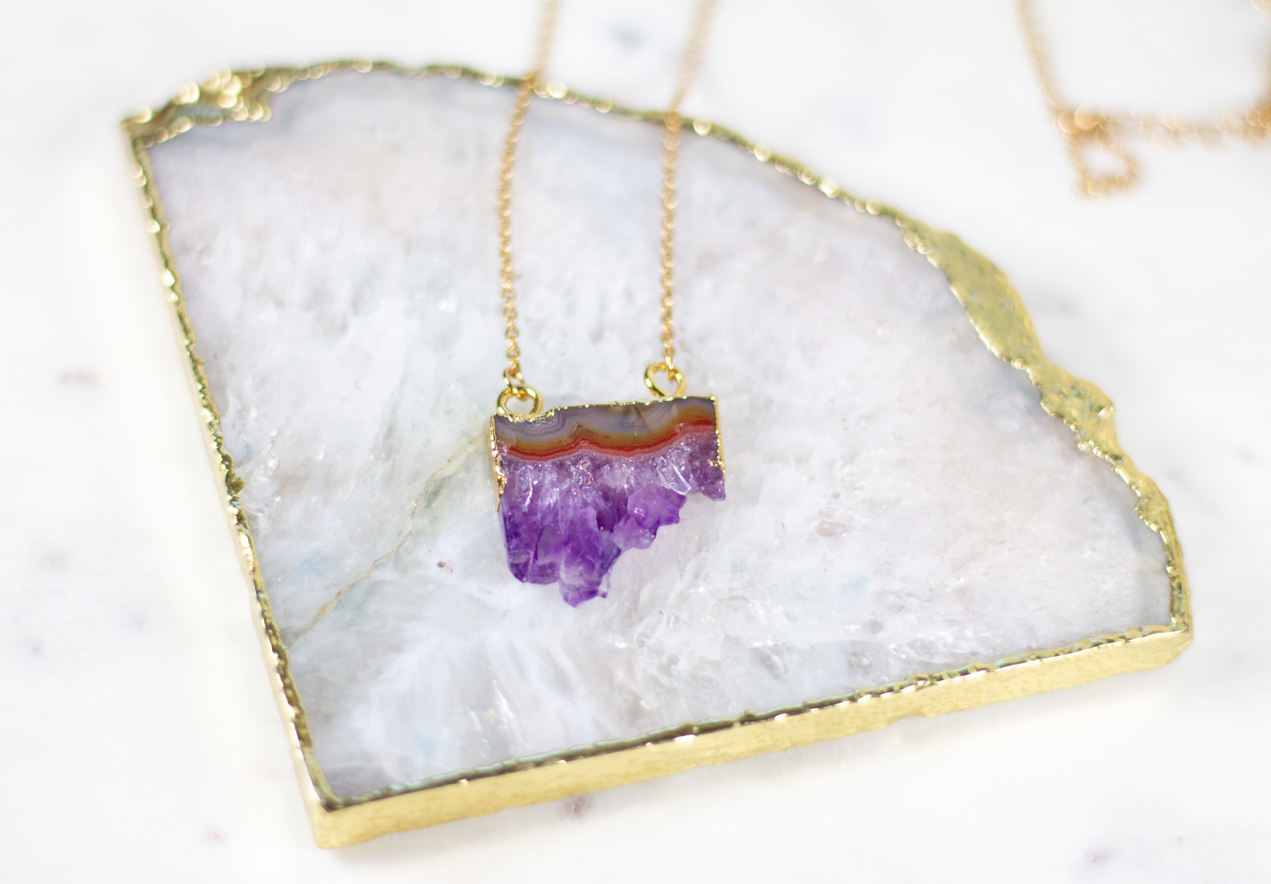 Raw Amethyst // 14k Gold Plated Chain 