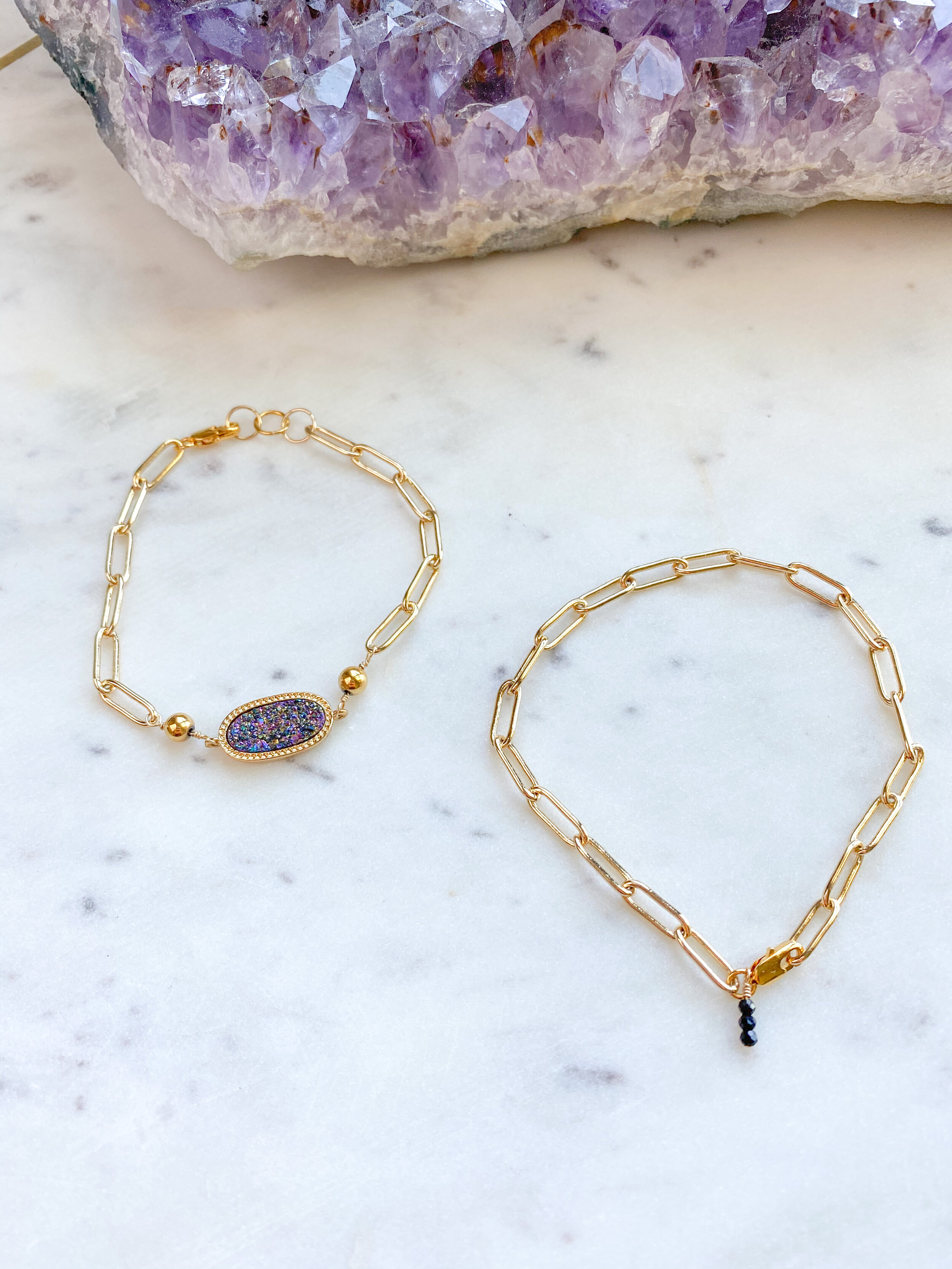 14k Gold Plated Paper Clip Bracelet // 2 Styles