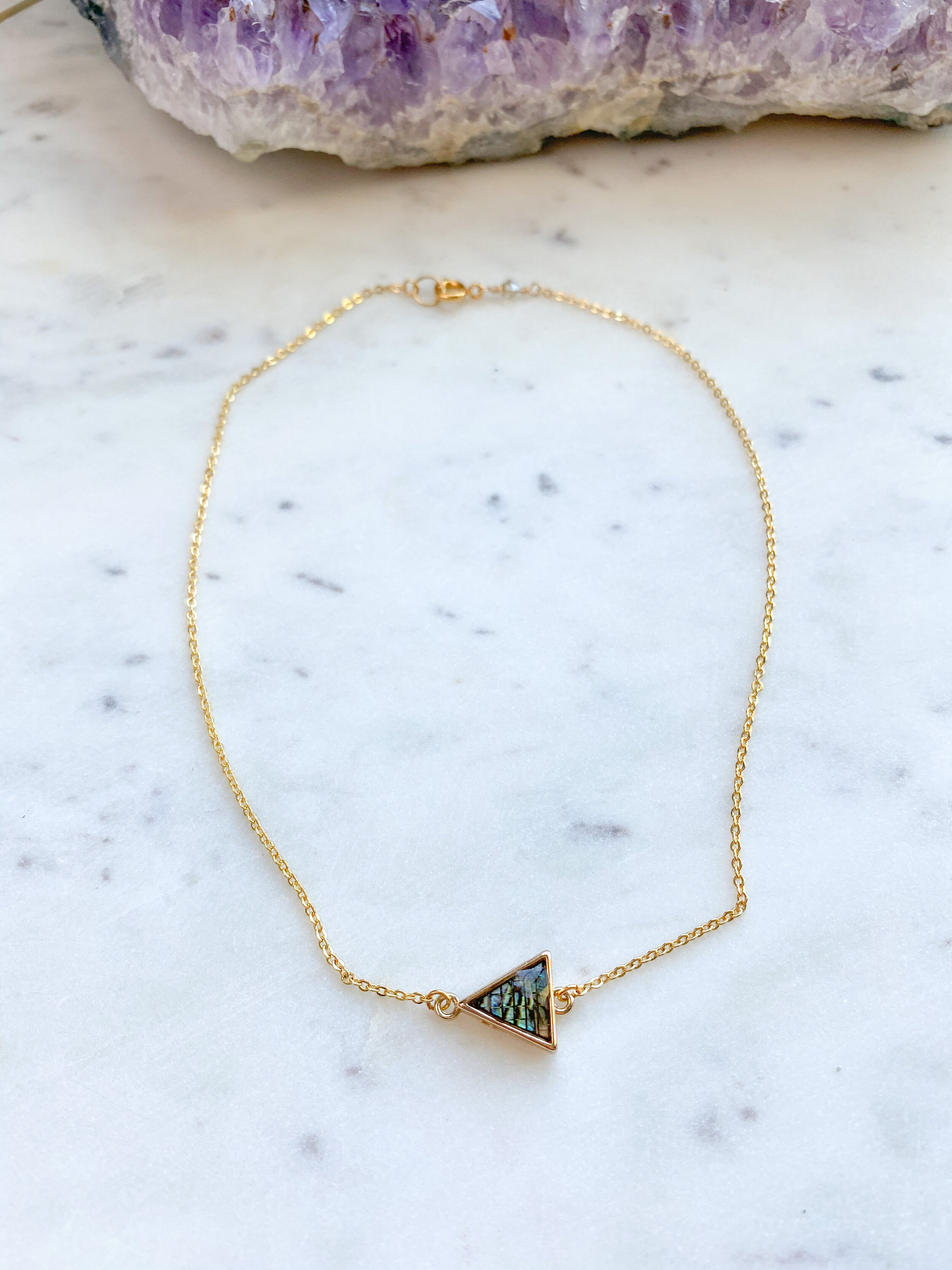 Abalone Shell Chocker // 14k Gold Plated Chain 