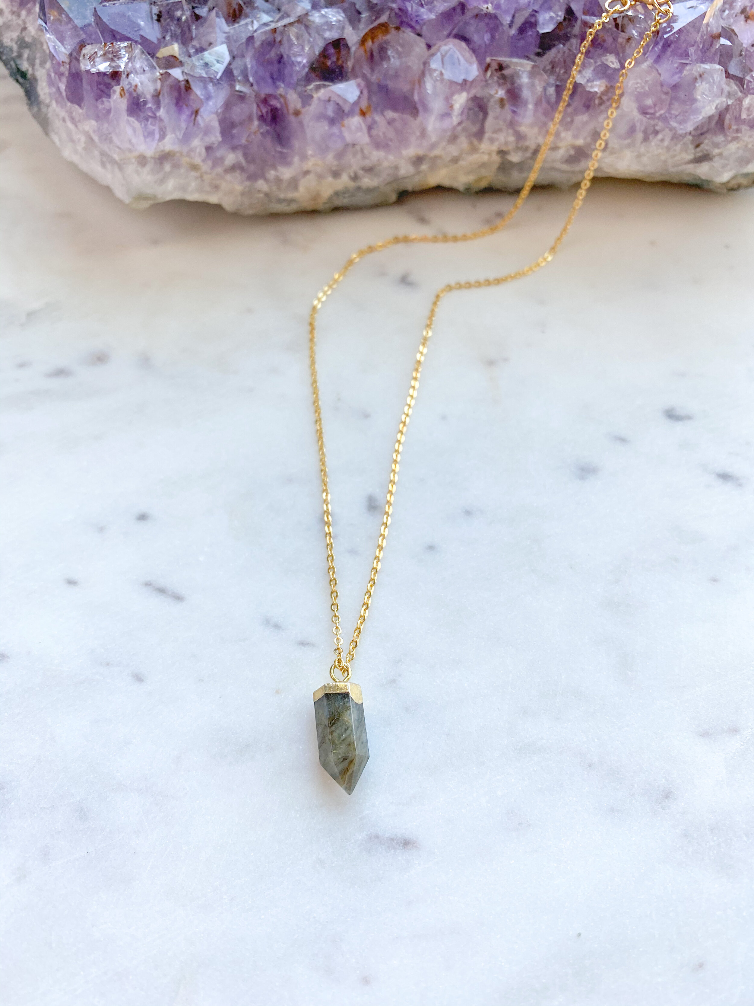 Labradorite Point // 14k Gold Plated Chain 