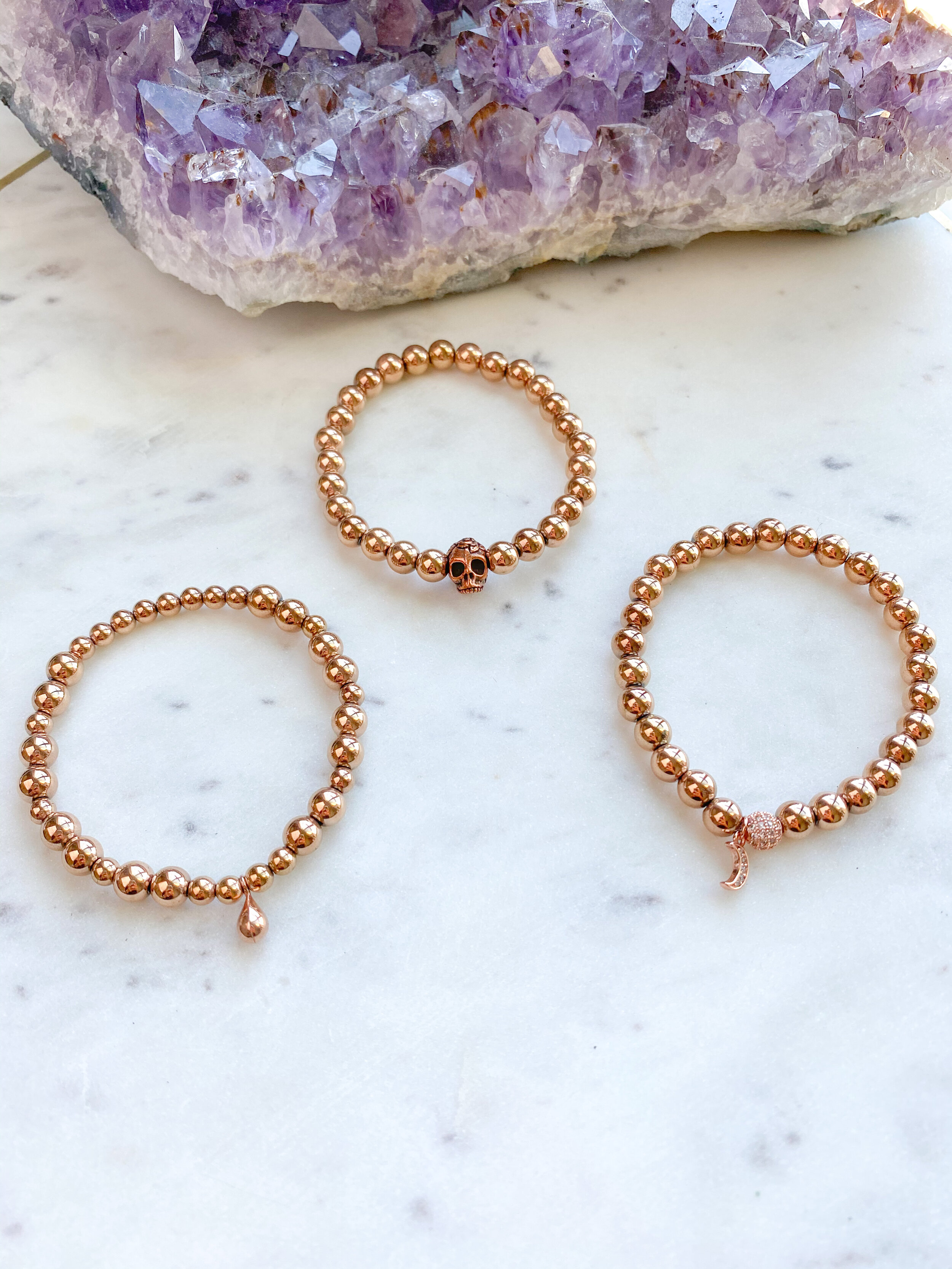 Rose Gold Plated Hemitite Bracelet // 3 Styles