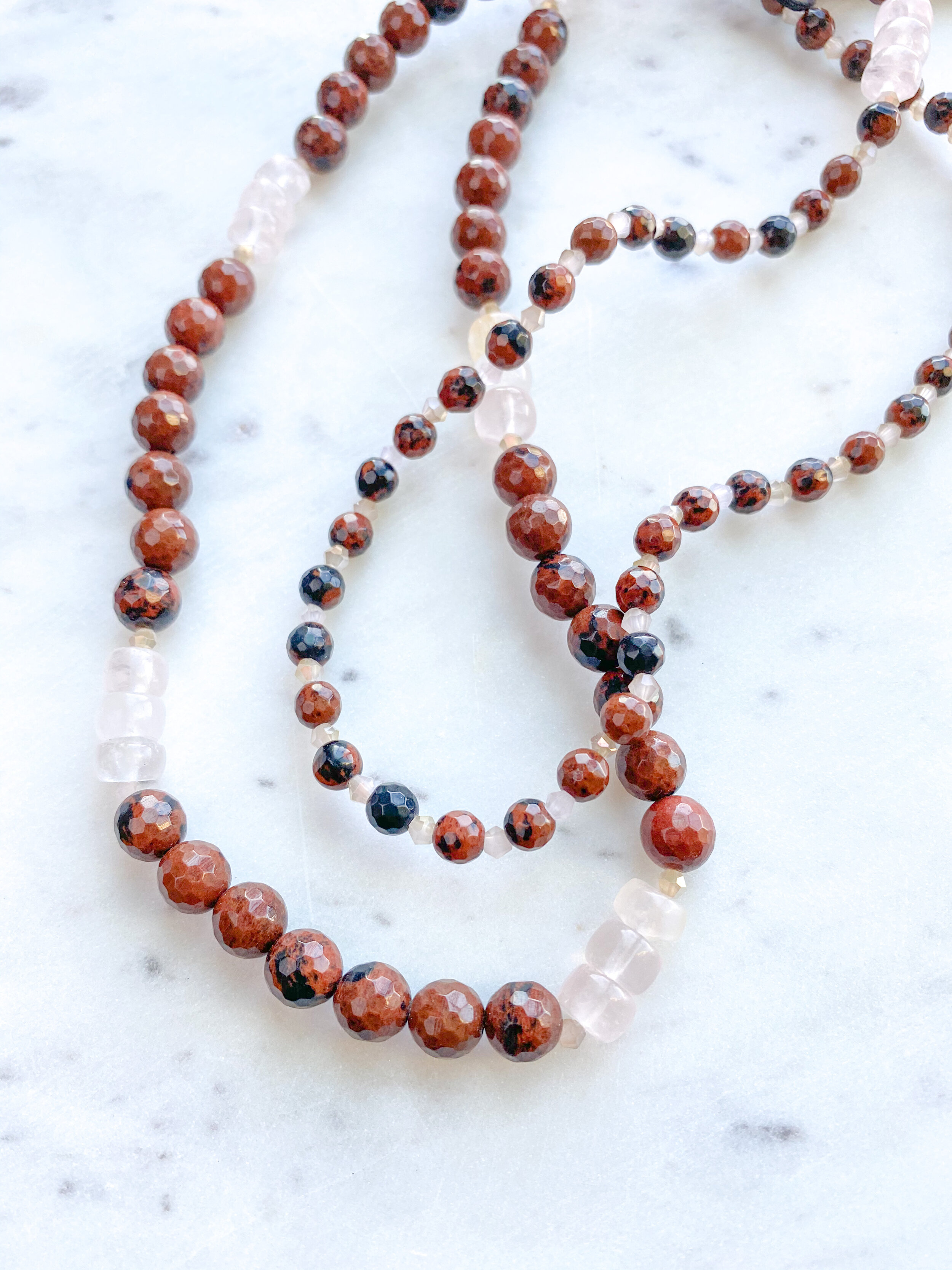 Mahogany Obsidian // Rose Quartz // Chinese Crystal Mala