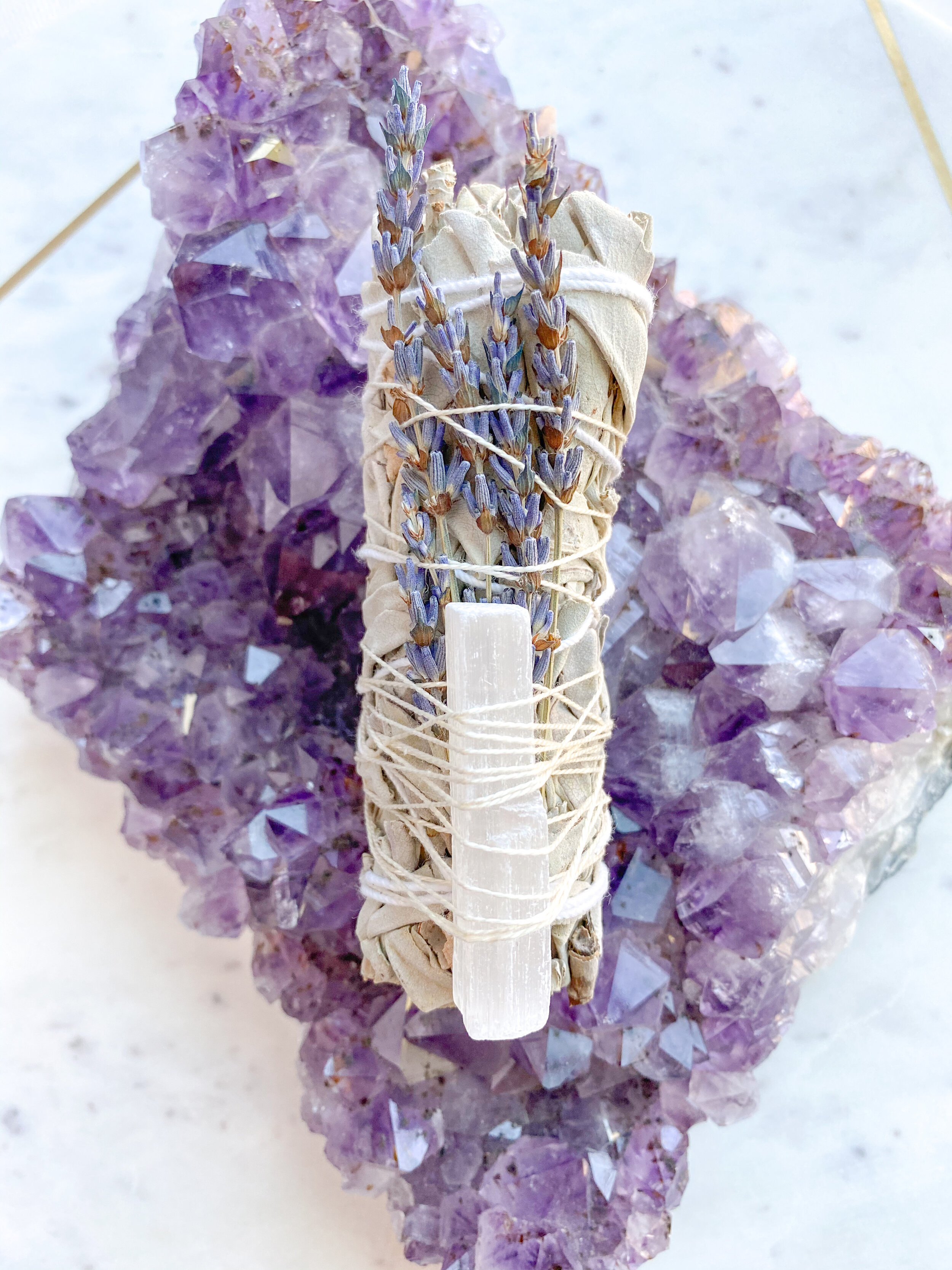 Sage &amp; Lavender Bundle // Selenite Stone // Large