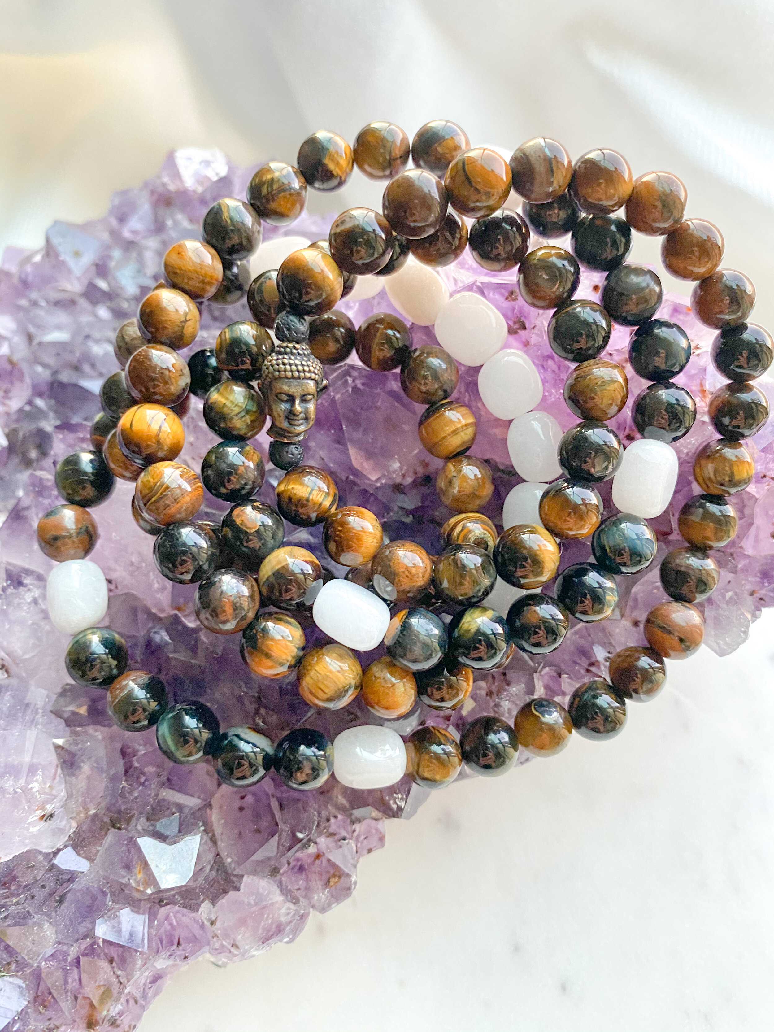 Tiger's Eye + Buddha Guru Mala