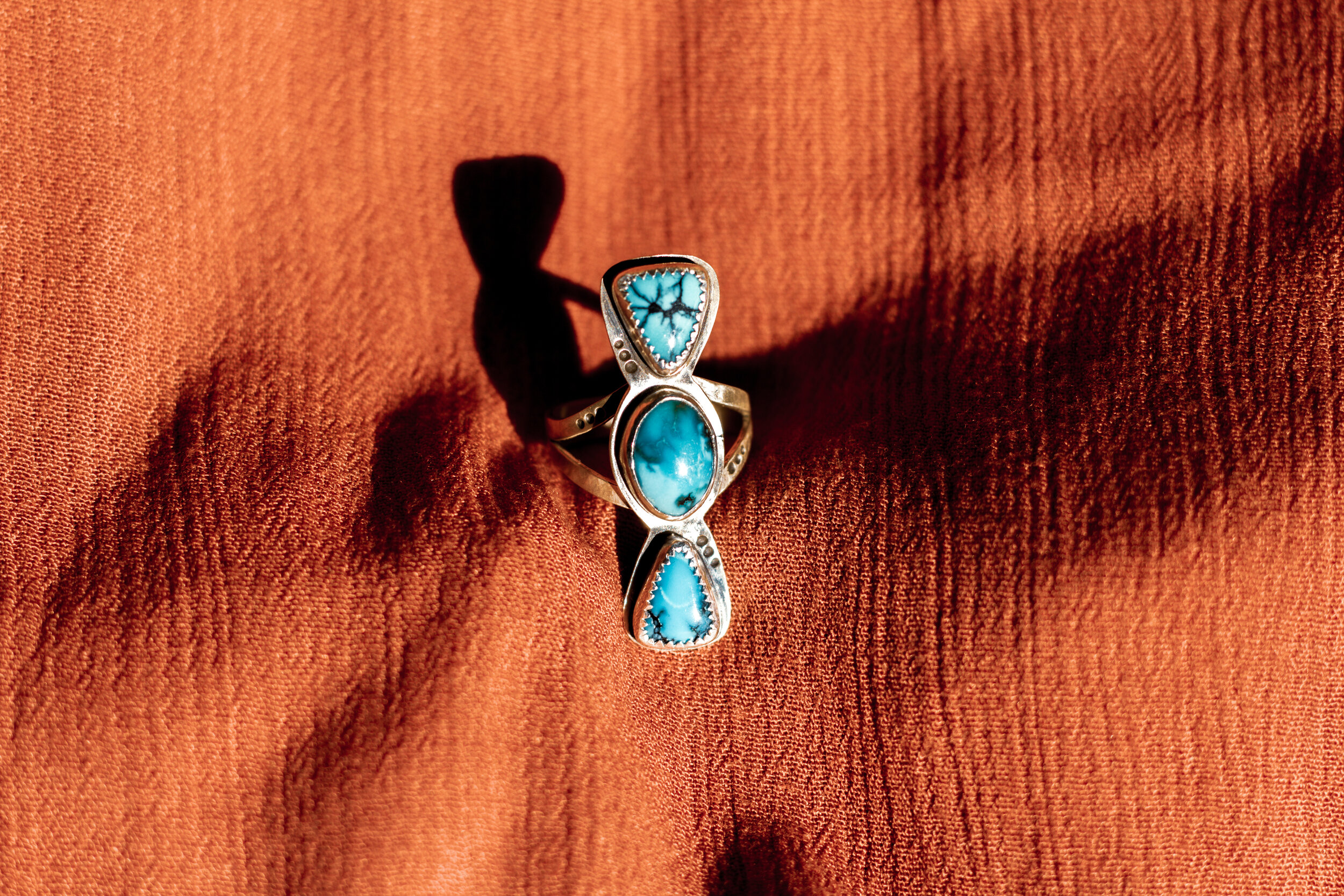 Hubei Provence Turquoise :: Two Band + Stamp Detail :: Size 8.5