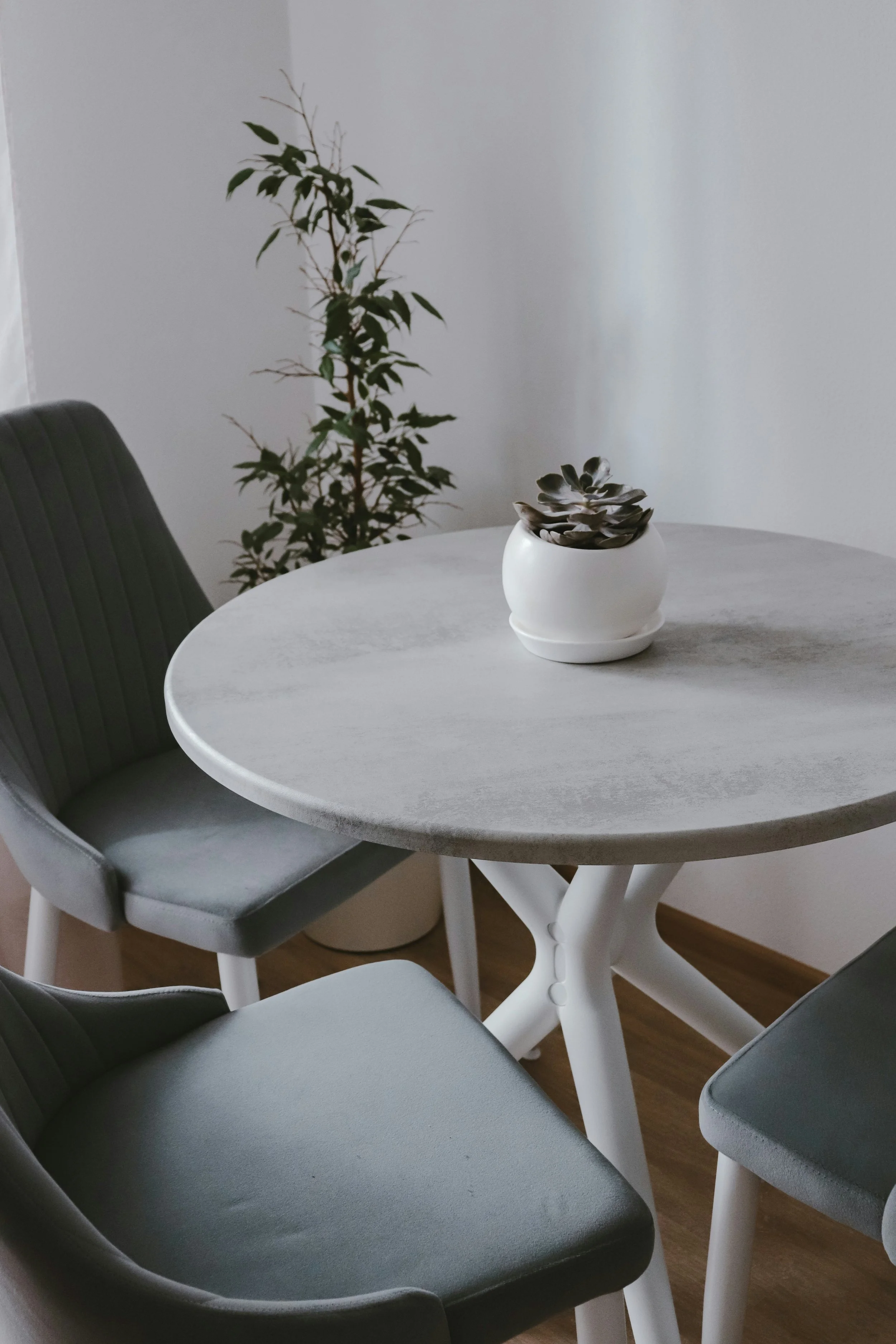 Grey dining table and chairs