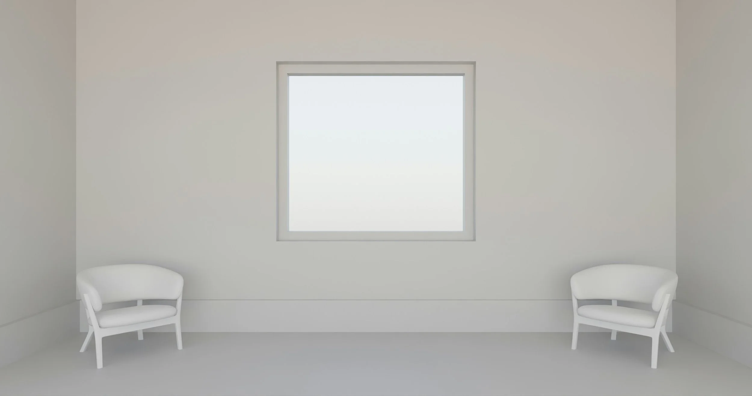 All white room with window and two white chairs