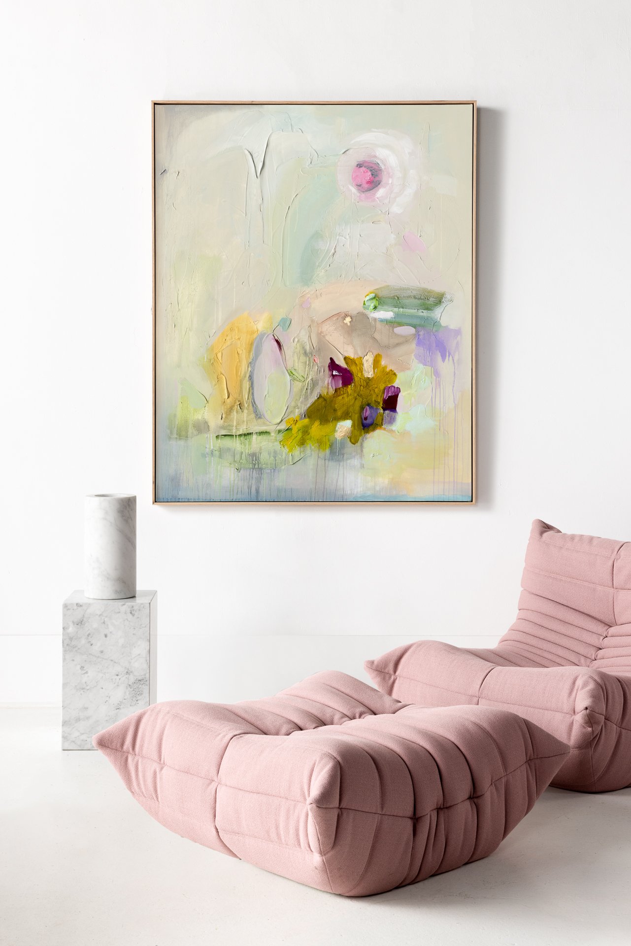 'Pink Moon' Oil &amp; Acrylic on Canvas with Gold Leaf125 x 160cm