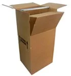 WARDROBE CARTONS: This “portable closet” keep your clothes hanging and free from wrinkles while in transit. You’ll be able to stuff the bottom with shoes and other accessories to utilize the space. Aproximate size 24″x21″x47″