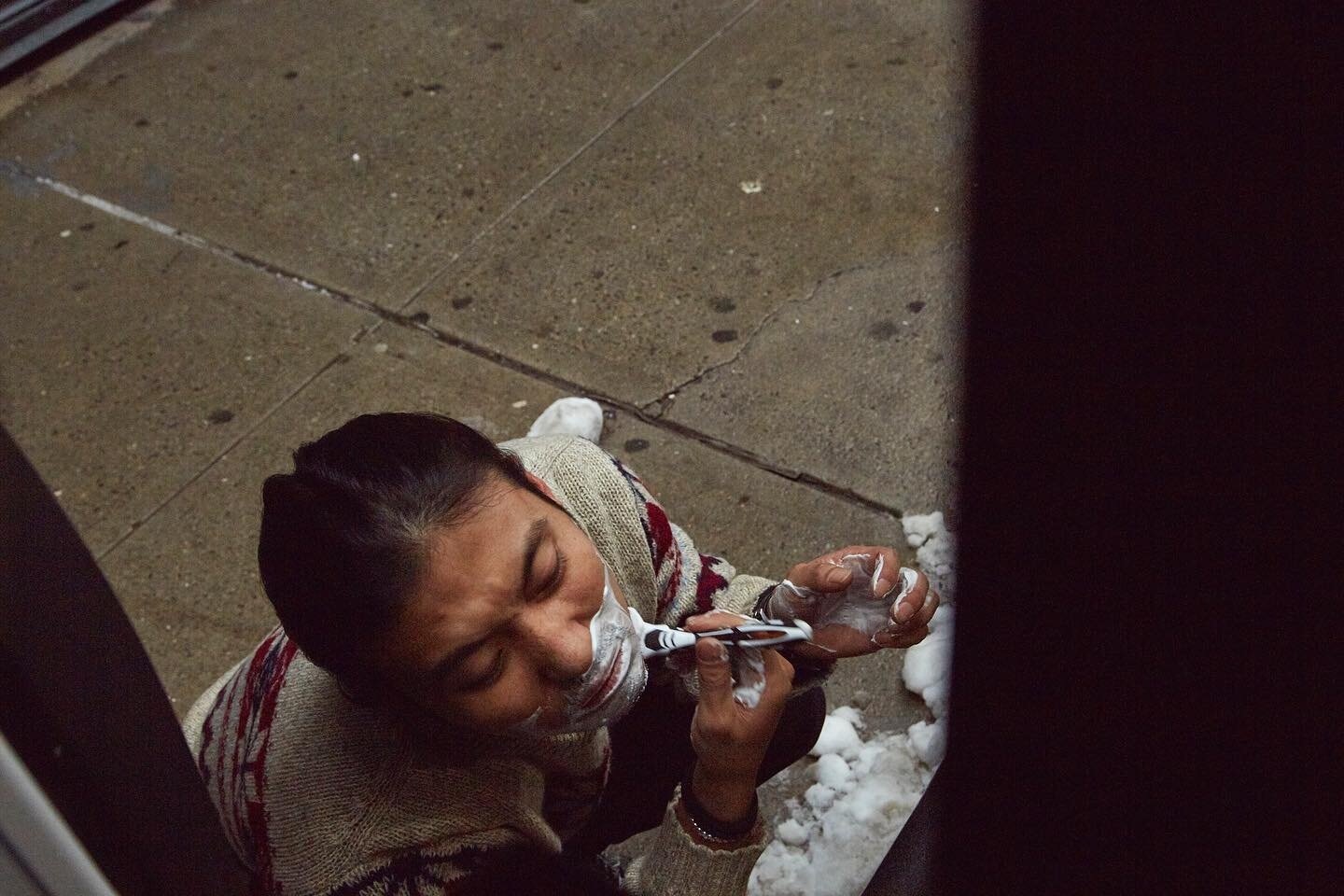 BTS of the short film #2
📸 by me

 &ldquo;Street&rdquo; Directed by @ryuma_matsuzaka 
Selected for NewFilmmakers NY @newfilmmakers 

&ldquo;Morning shave&rdquo; of @maru_tang in the cold weather&hellip;..
You could see the &ldquo;PAIN&rdquo; from hi