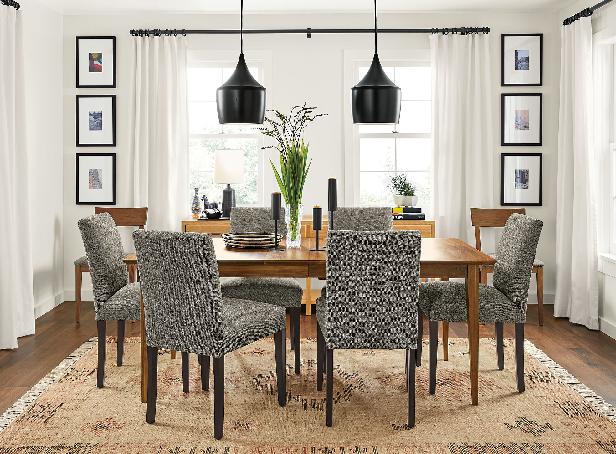 Image via Room &amp; BoardThe rug here creates a focal point in the dining room as it is proportional to the size of the space.