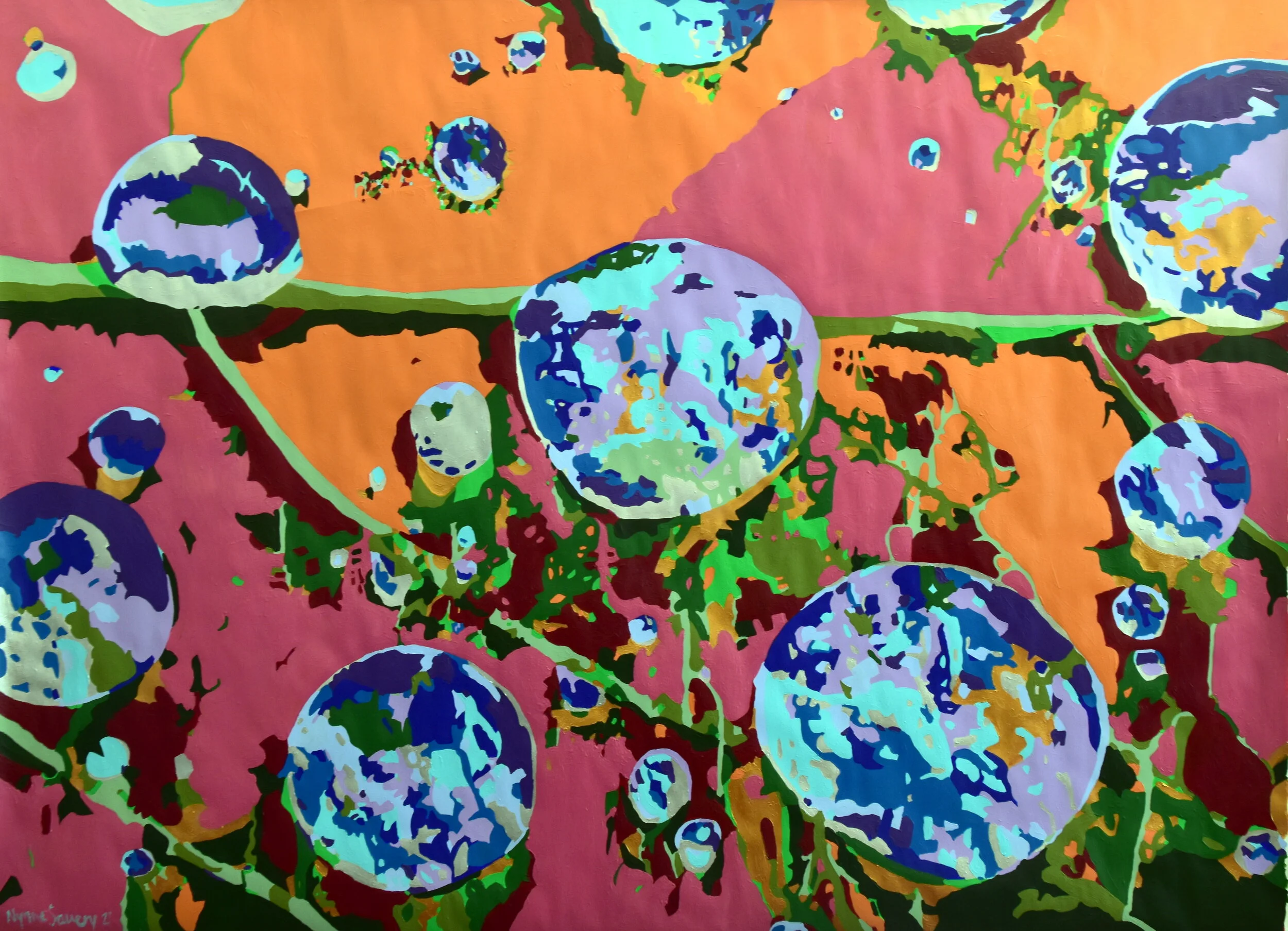 Dråber på lyserødt