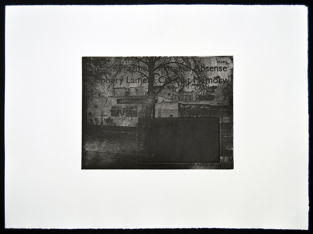 Lament, etching &amp; photo-etching image 20 x 24cm, paper 40 x 53cm, 2019 