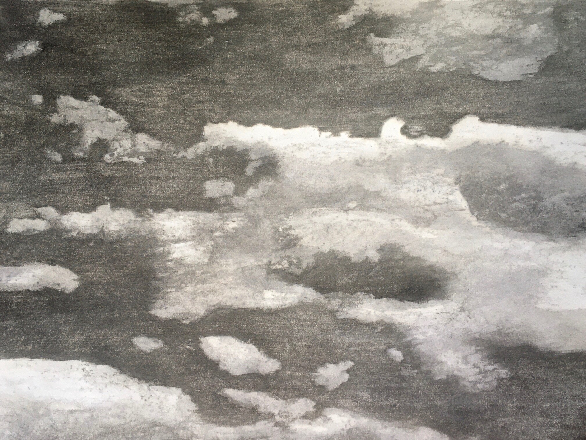 Above Us, Reduction Japanese Woodcut , 28 x 34 cm, 2020 