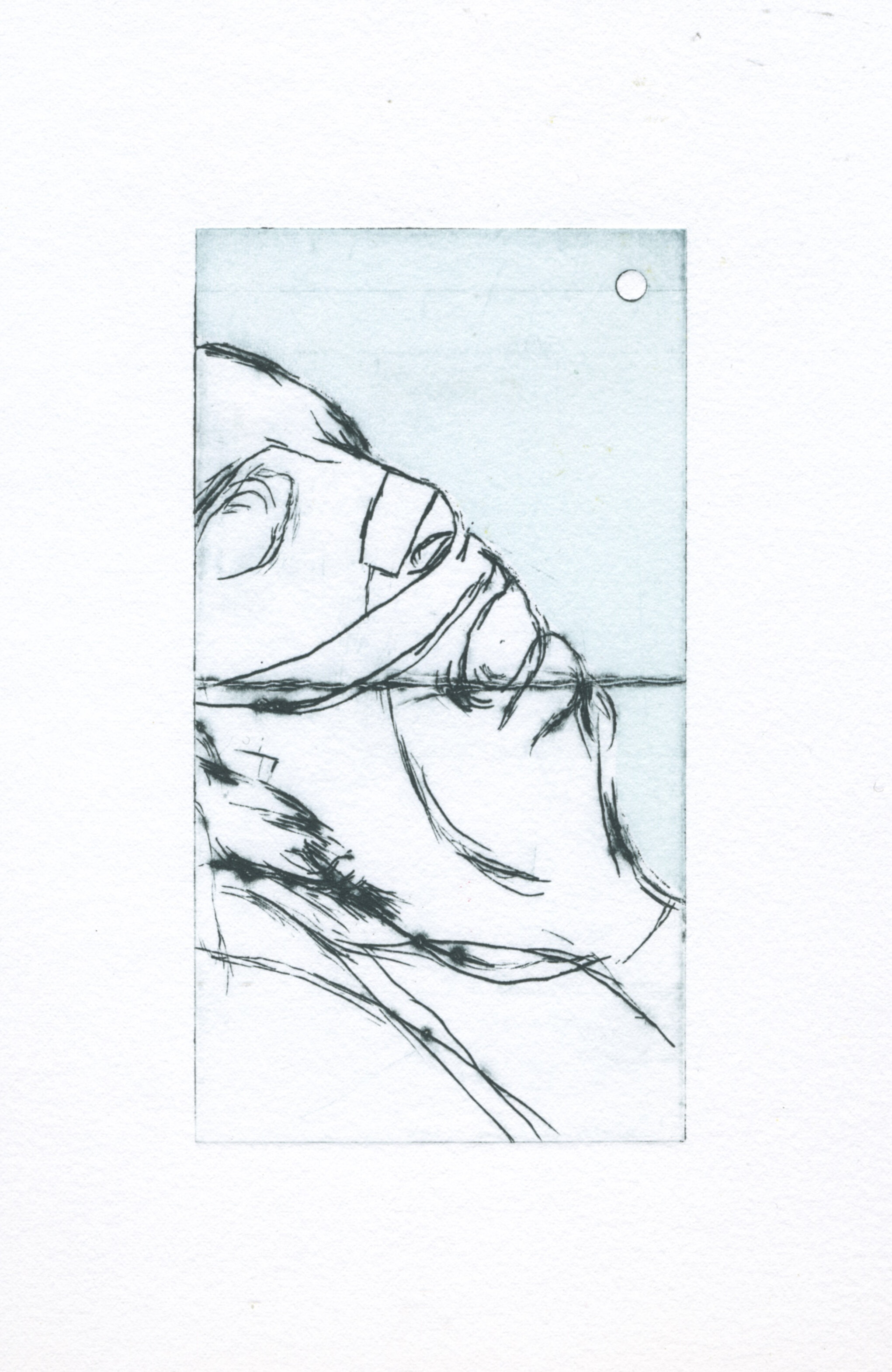 Dad Series no.5   Drypoint and relief roll   Image size: 12 x 6cm, paper size: 38 x 28cm, printed on BFK Rives 250gsm 