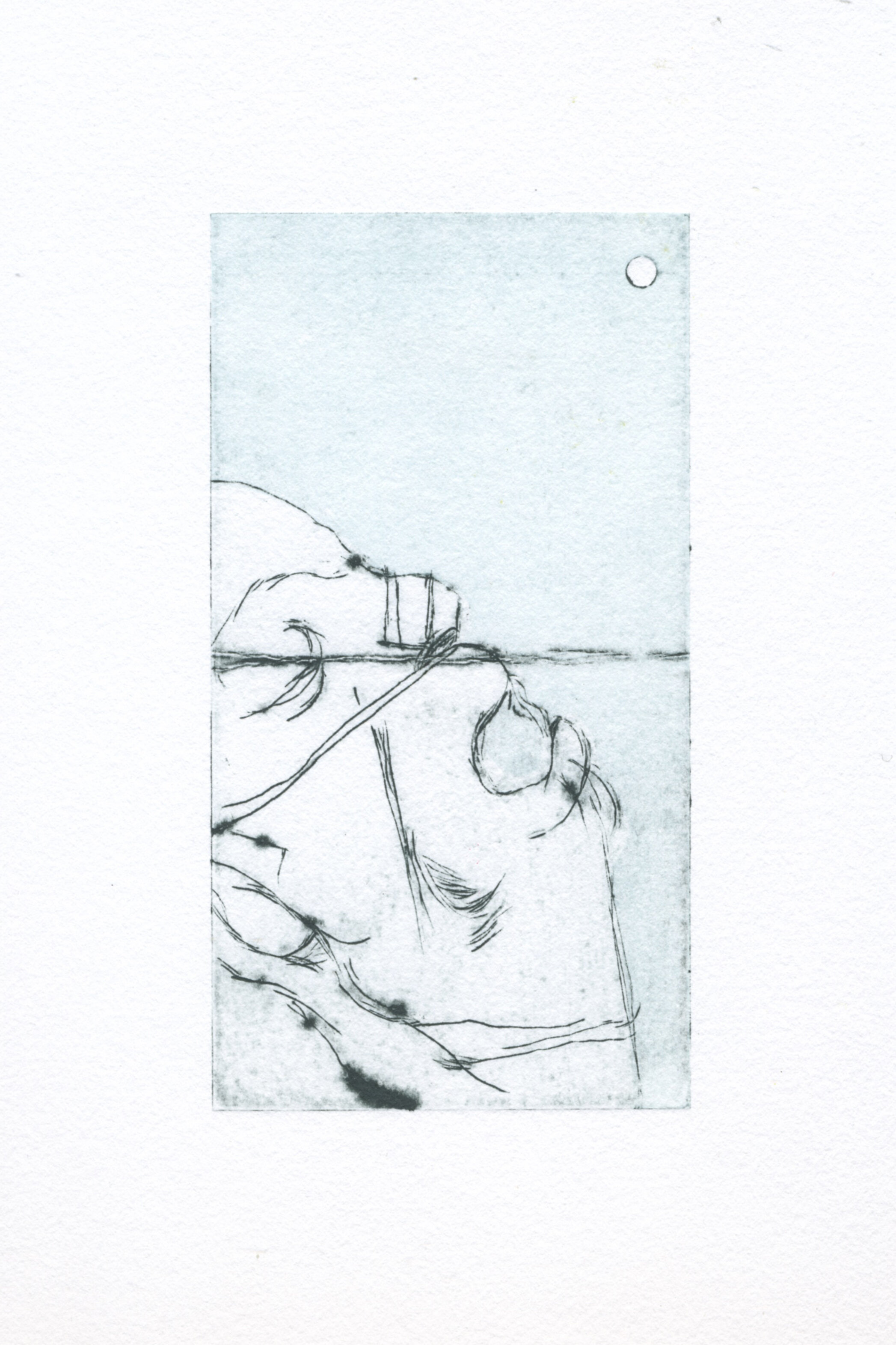 Dad Series no.7   Drypoint and relief roll   Image size: 12 x 6cm, paper size: 38 x 28cm, printed on BFK Rives 250gsm 