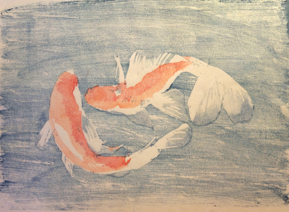 Two CarpArtist: Lois HadleyJapanese Woodcut on Shoji paper, 19 x 27 cm