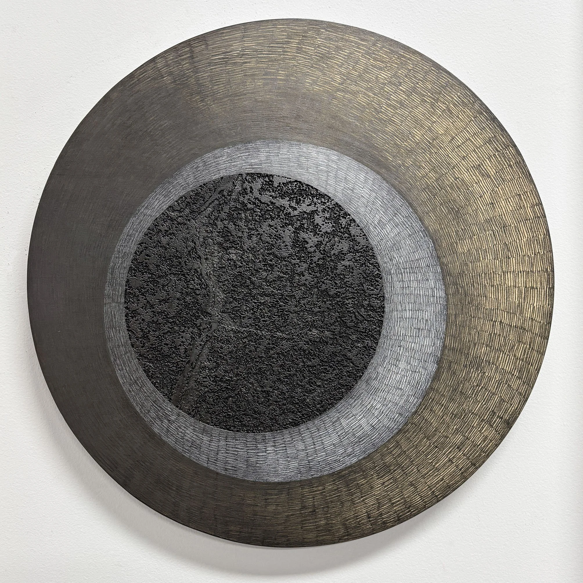 18 Lisa Jones. Portable hole_House of Loreius Tiburtinus. 2024G. graphite, laser etch, gesso and pencil on birch wood panel _40 dia x 2 cm.jpg