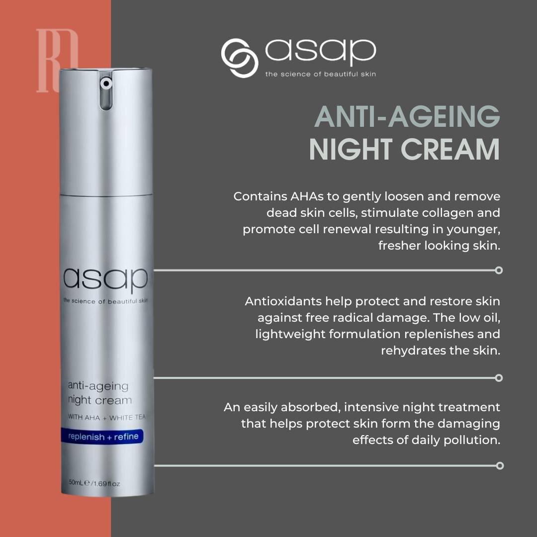 Product Focus: Anti-Ageing Night Cream from @asapskincare 🌙

This intensive skin refining night treatment, uses AHAs to loosen the build up of dead skin cells, reducing the appearance of premature ageing and promoting a healthier more radiant comple