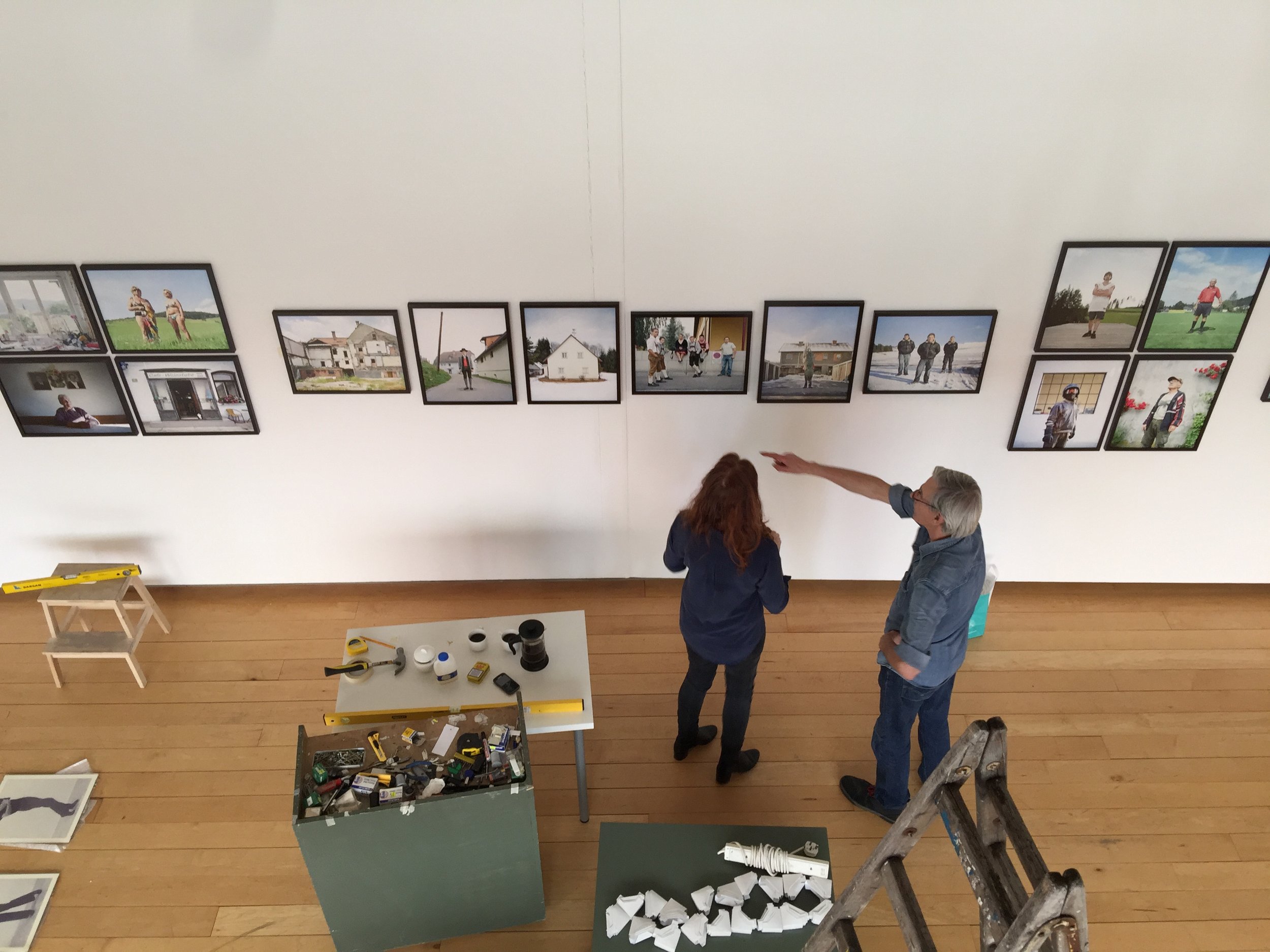  Pete Smyth with Curator Trish Lambe during the installation process of “The Body Politic” exhibition 