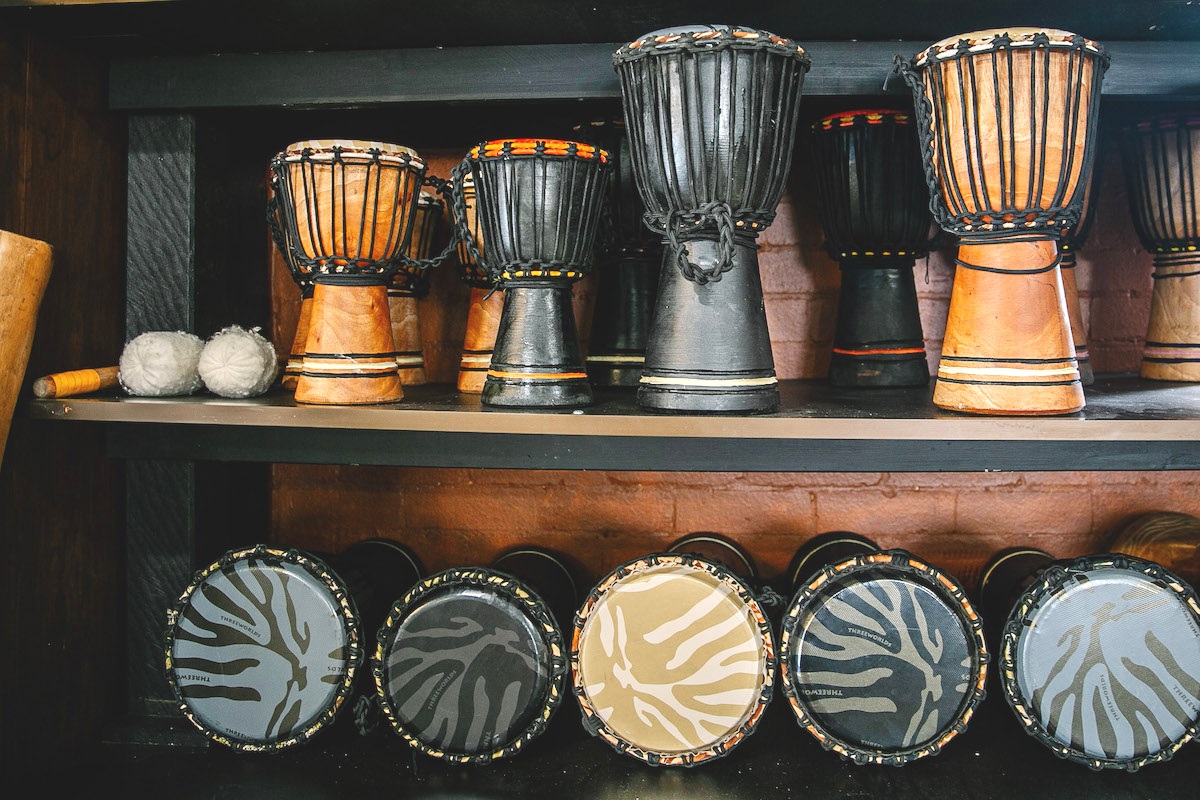 DRUMS : We have a wide selection of drums for sale. To purchase drums and other instruments online, please visit our merchandise website www.africandrumshop.com or visit us at the studio.