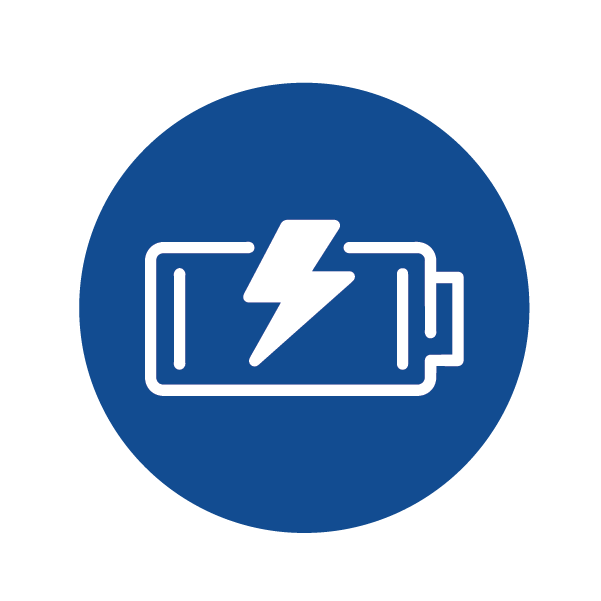 Battery icon with a lightning bolt indicating low or charging status.